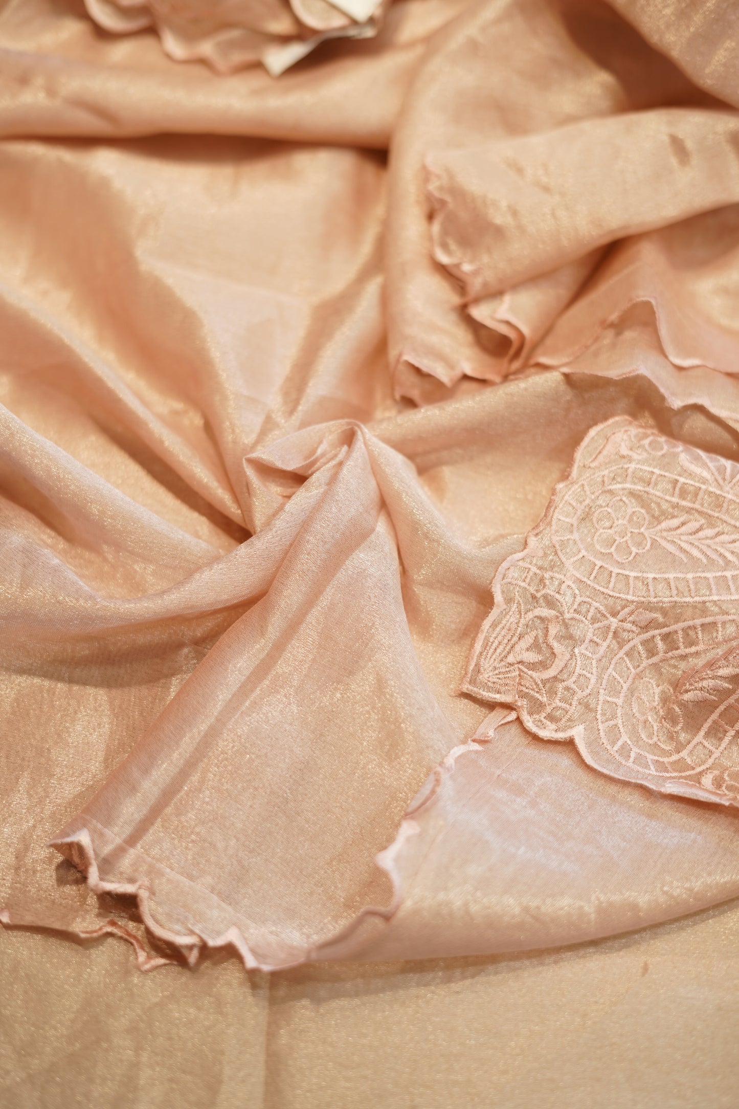 Pink Pure Tissue Embroidered Suit