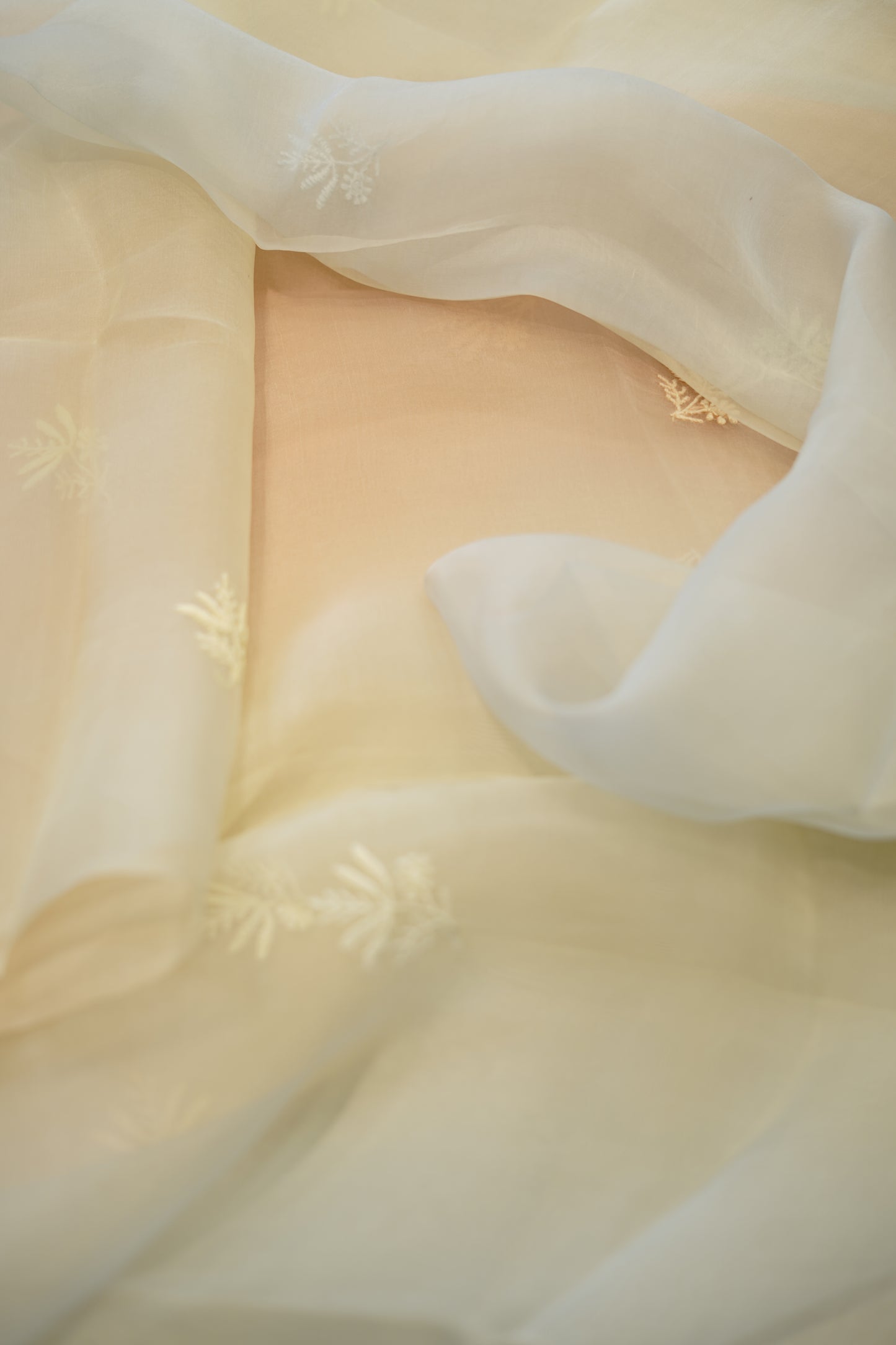 Lemon Silk Organza Suit with Lakhnavi Work