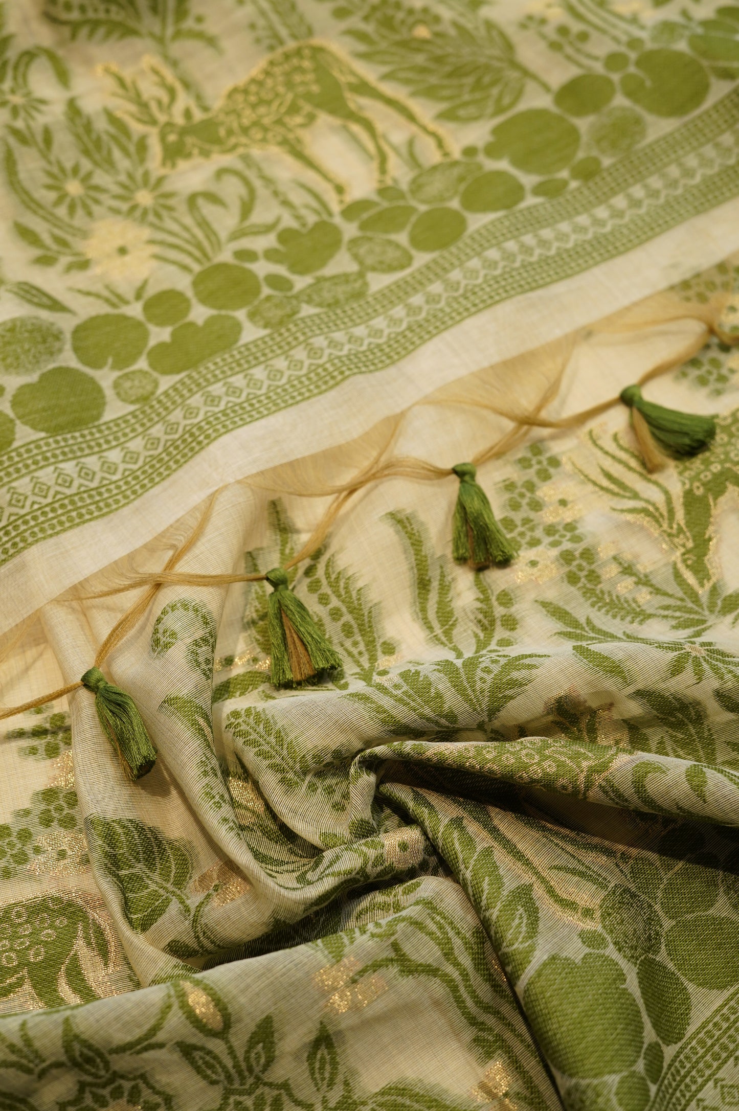 Cream Jamdani Chanderi Suit