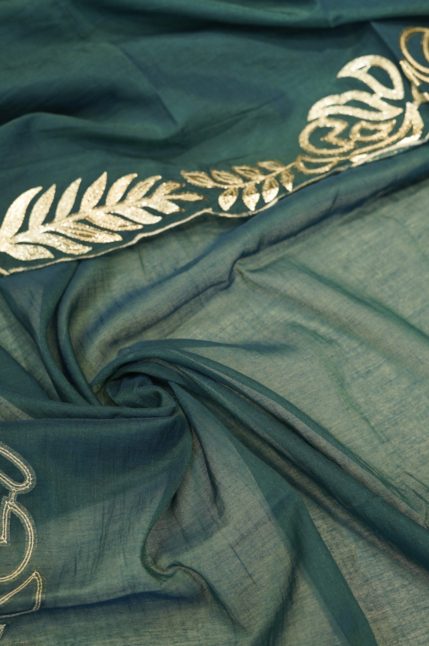 Blue Chanderi Suit with Foil Applique