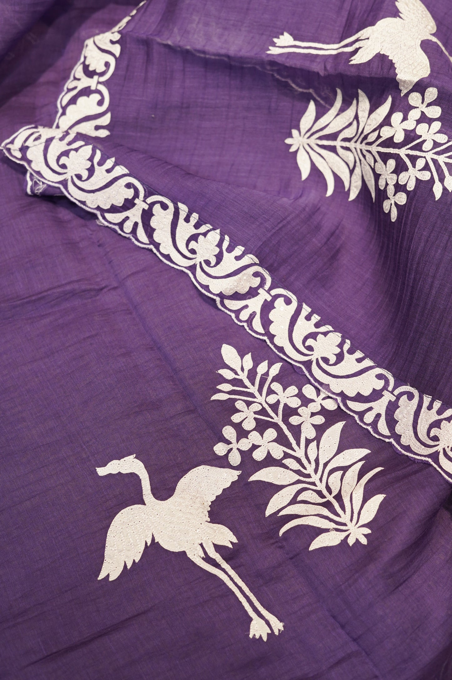 Blue Mul Chanderi Suit with Applique Work