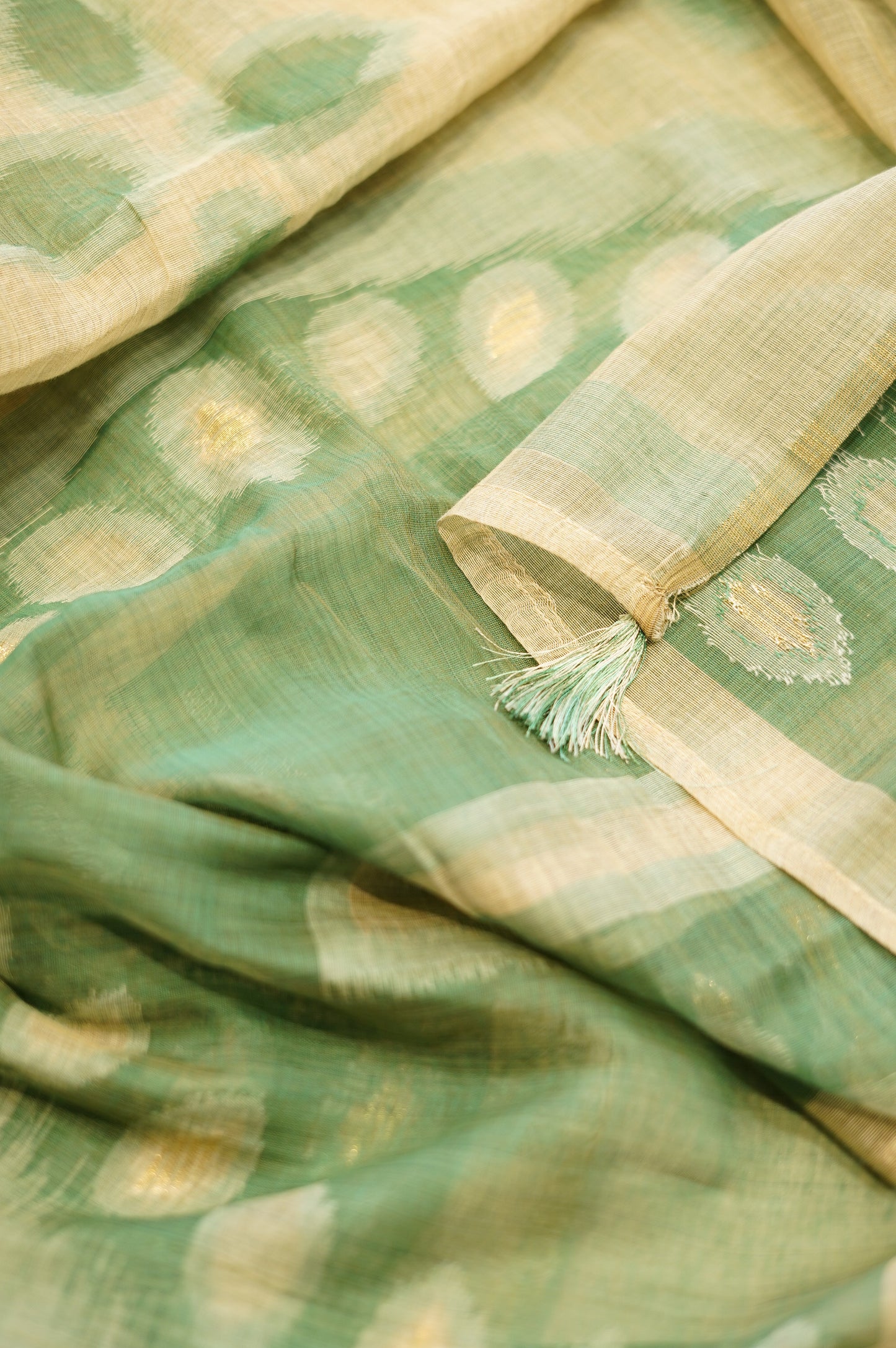 Beige Khadi Chanderi Suit with Hand Knot Work