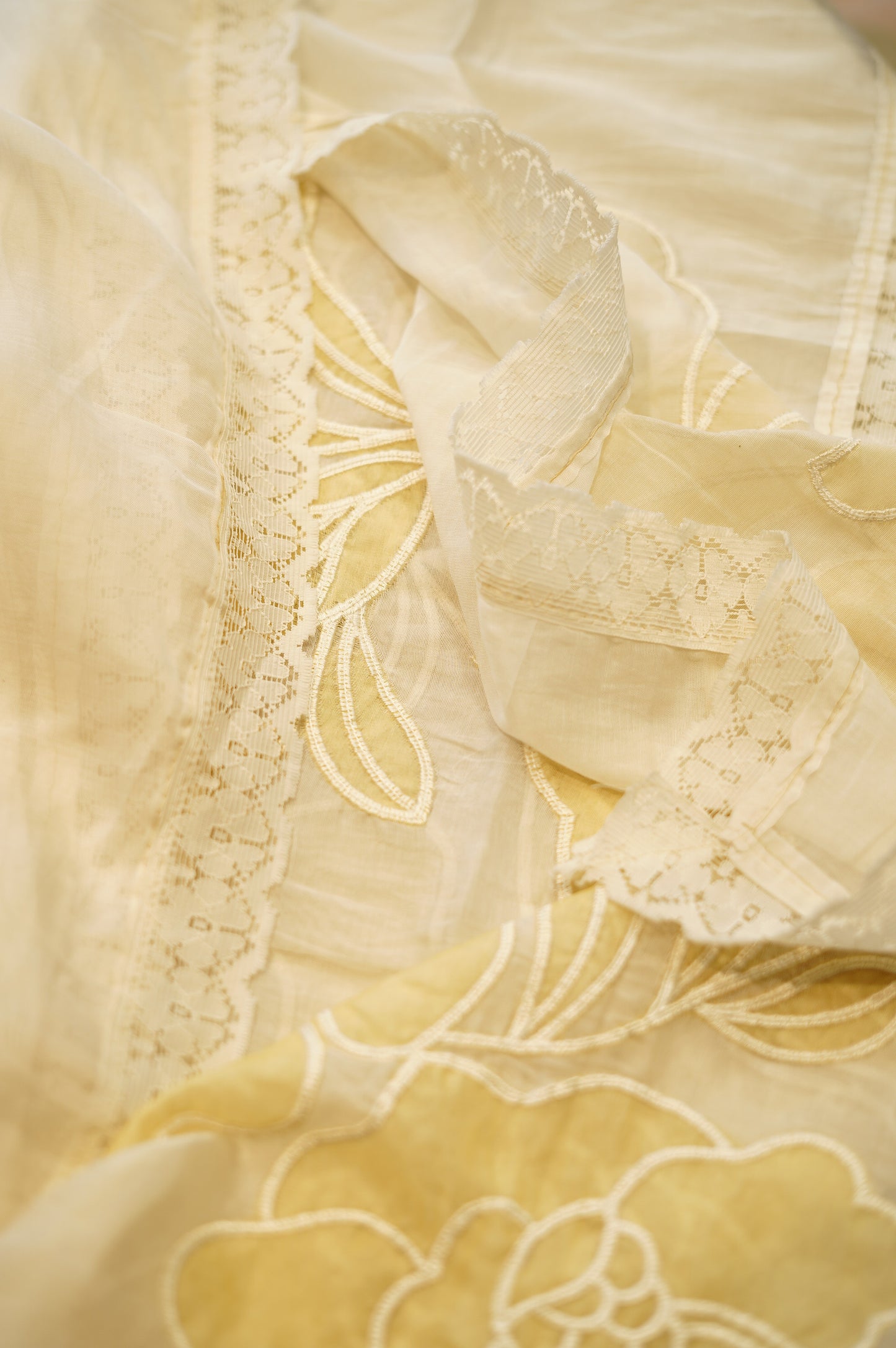 White Mul Chanderi Suit with Applique Work