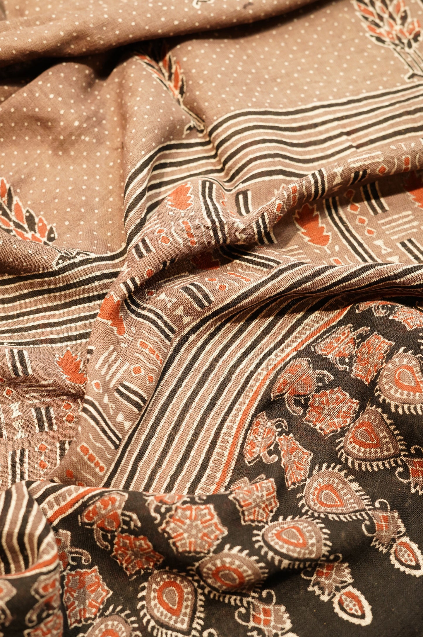 Brown Pure Linen Ajrakh Suit