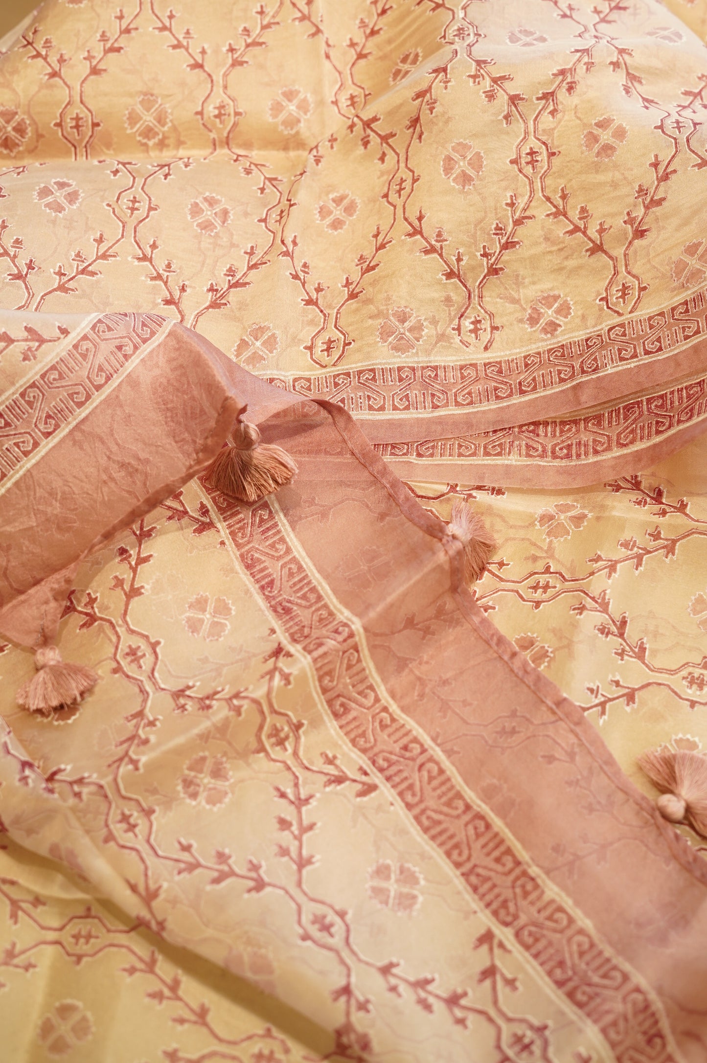 Pink Muga Silk Suit with Embroidery