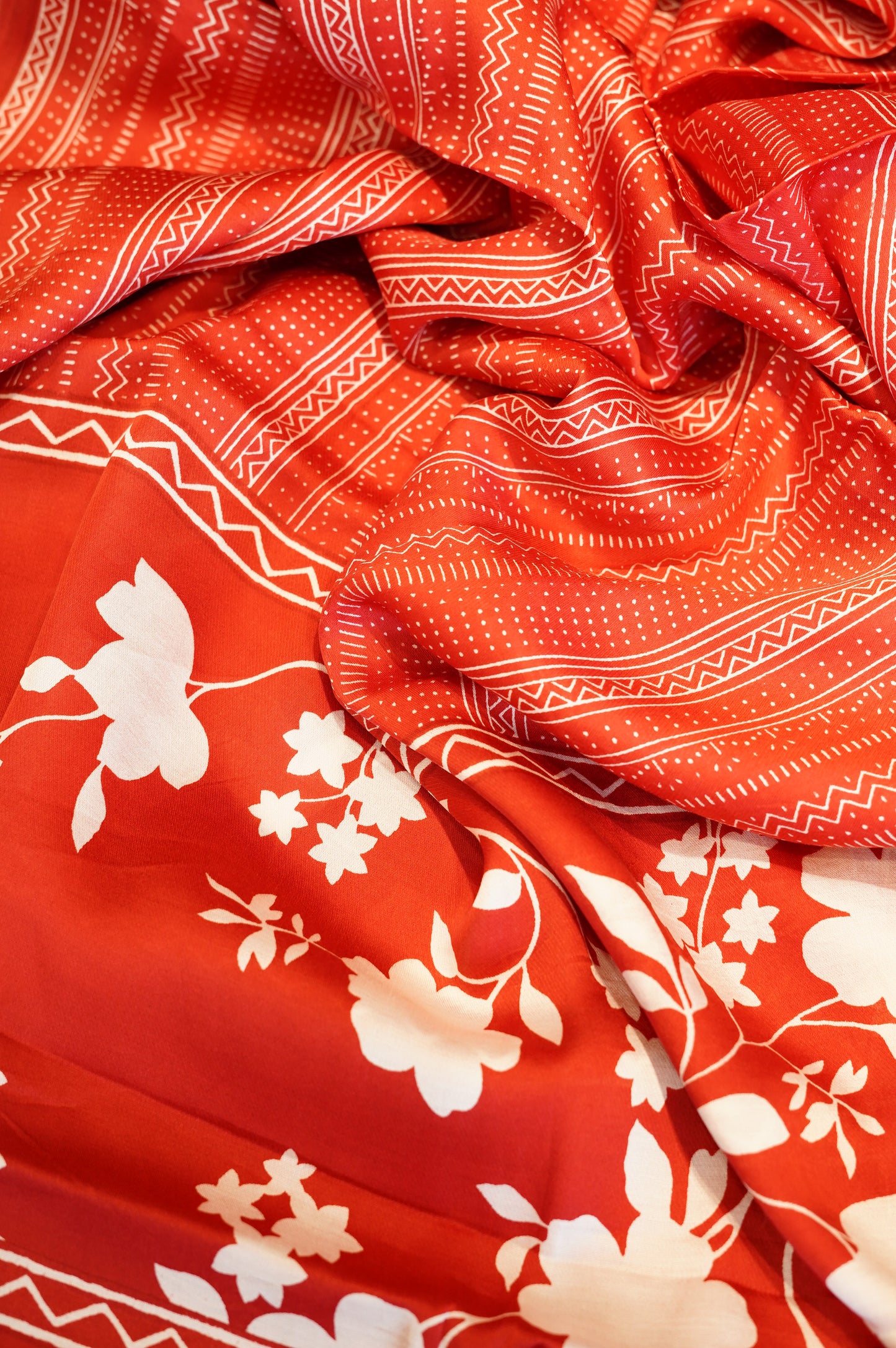 Red Modal Printed Suit