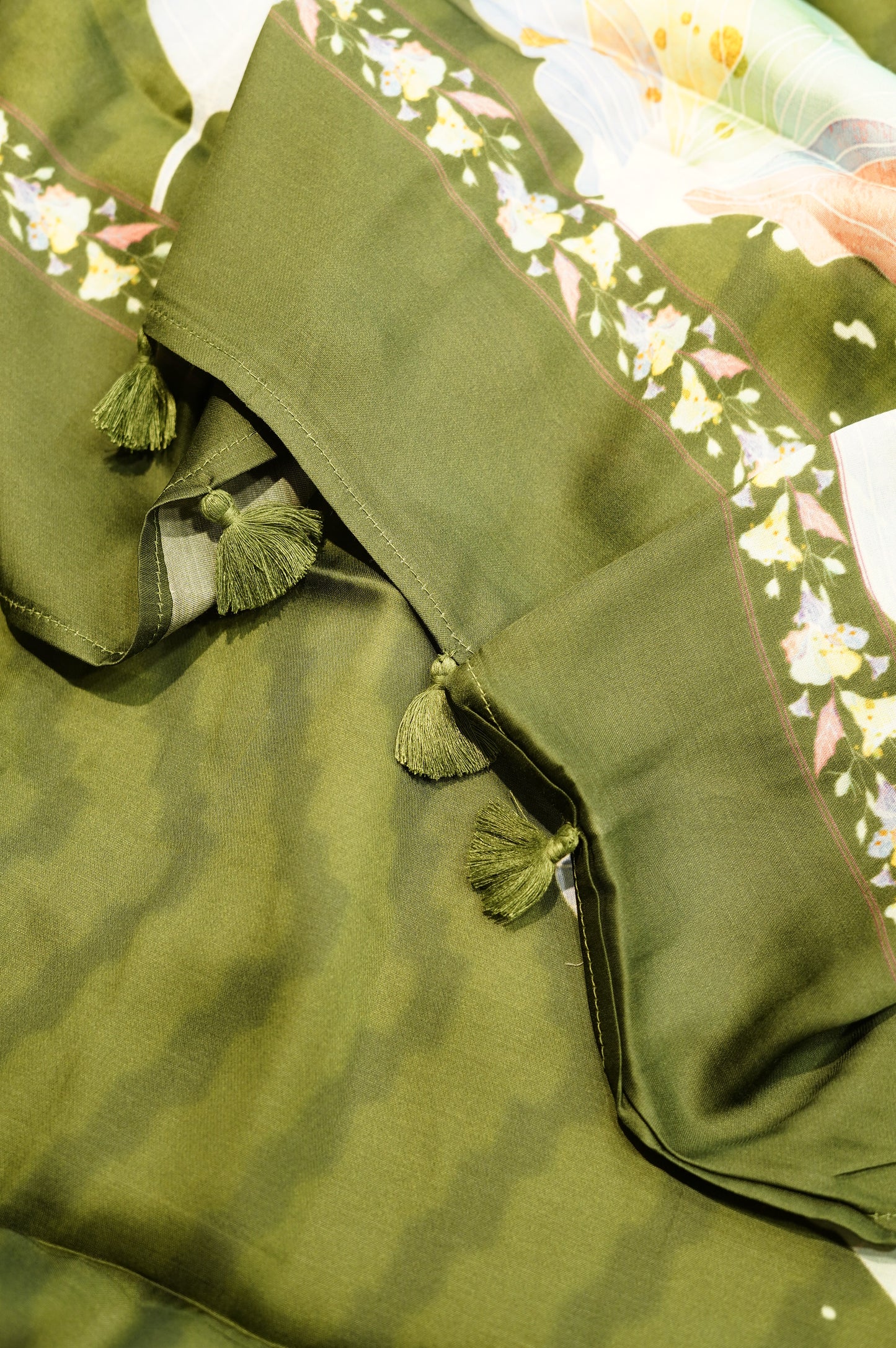 Green Modal Silk Printed Suit