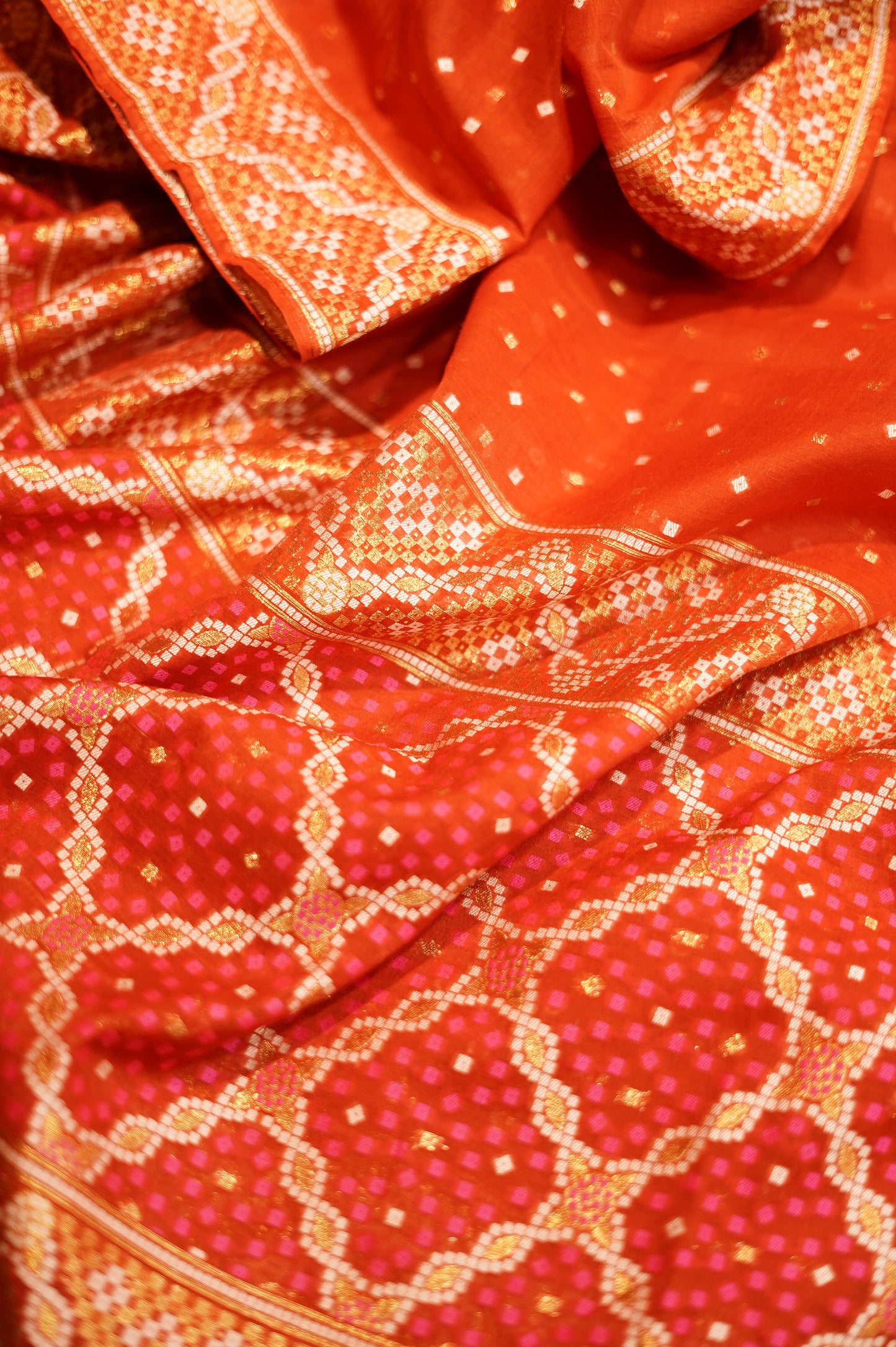 Red Jacquard Chanderi Suit