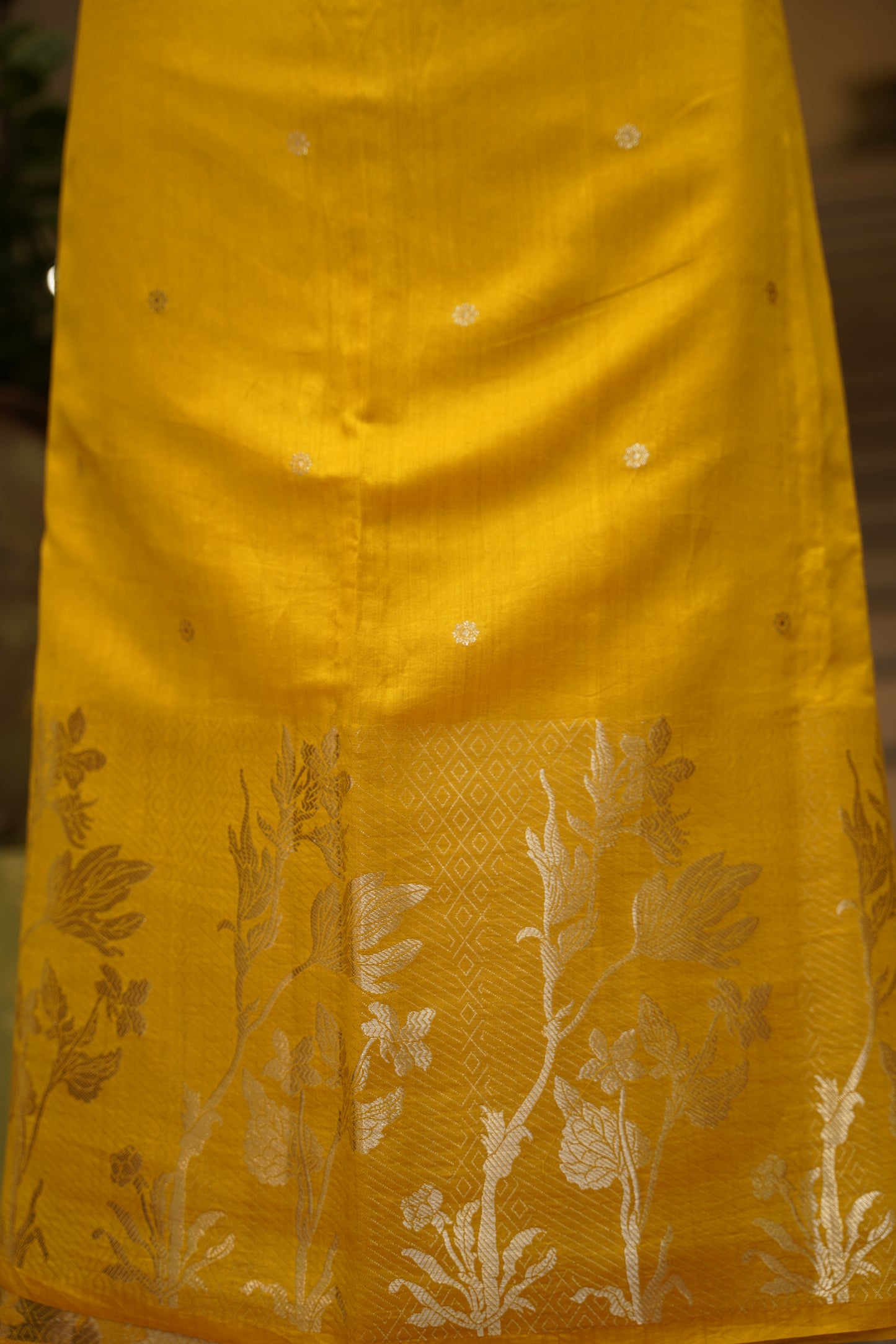 Yellow Chinia Silk Banarasi Suit with Daaman Zari