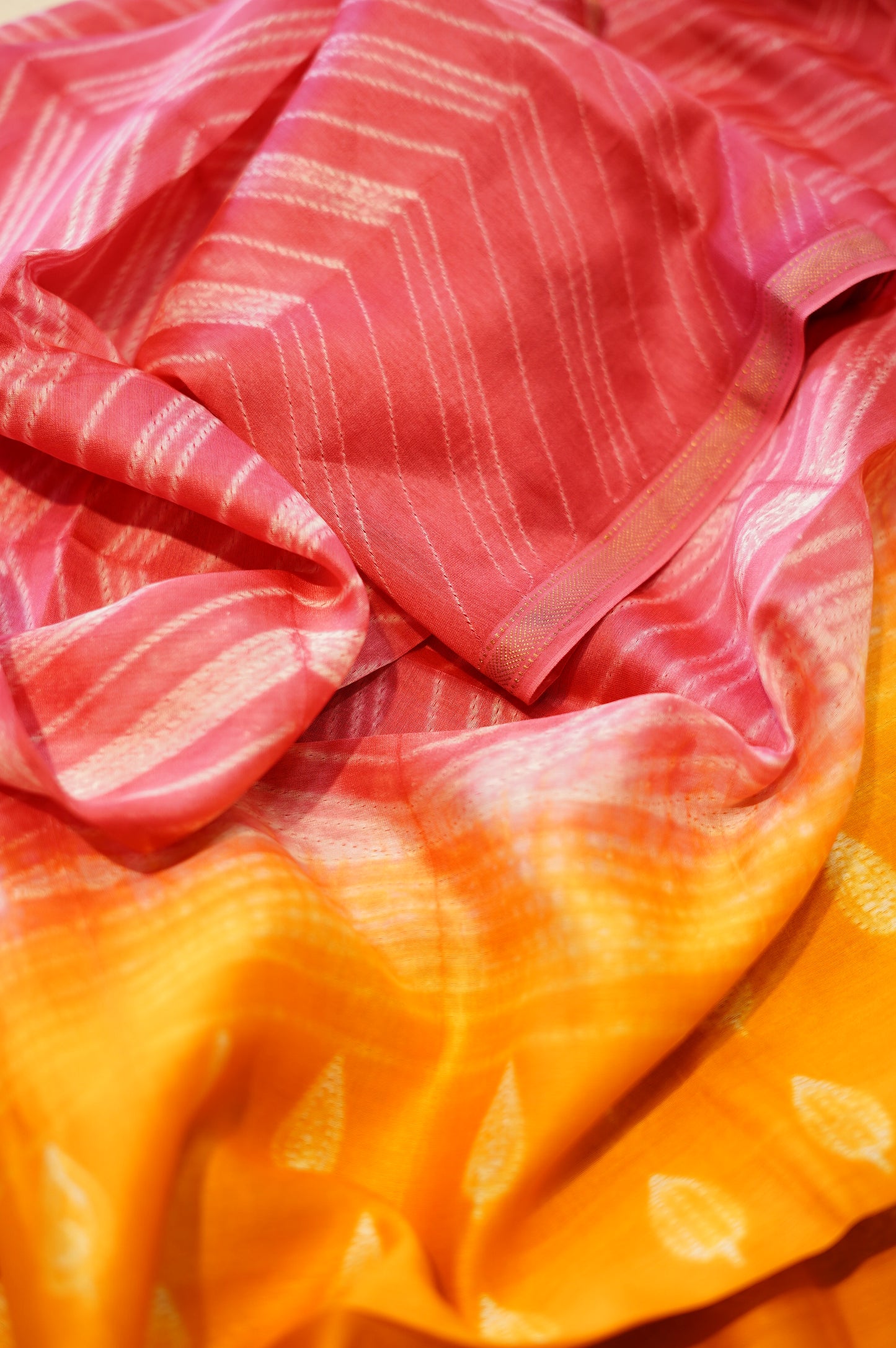 Yellow Maheshwari Silk Shibori Suit