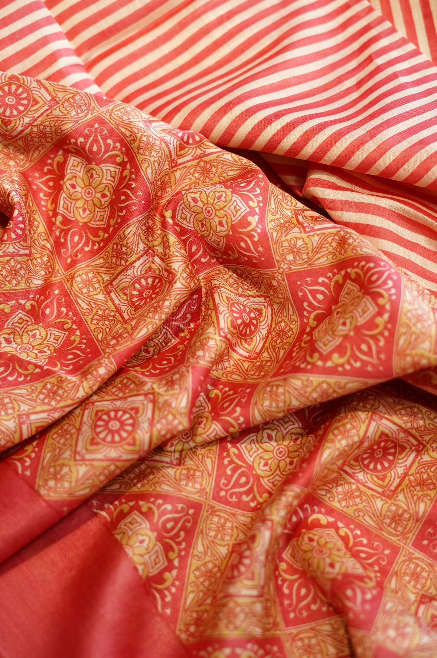 Pink Maheswari Silk Printed Suit