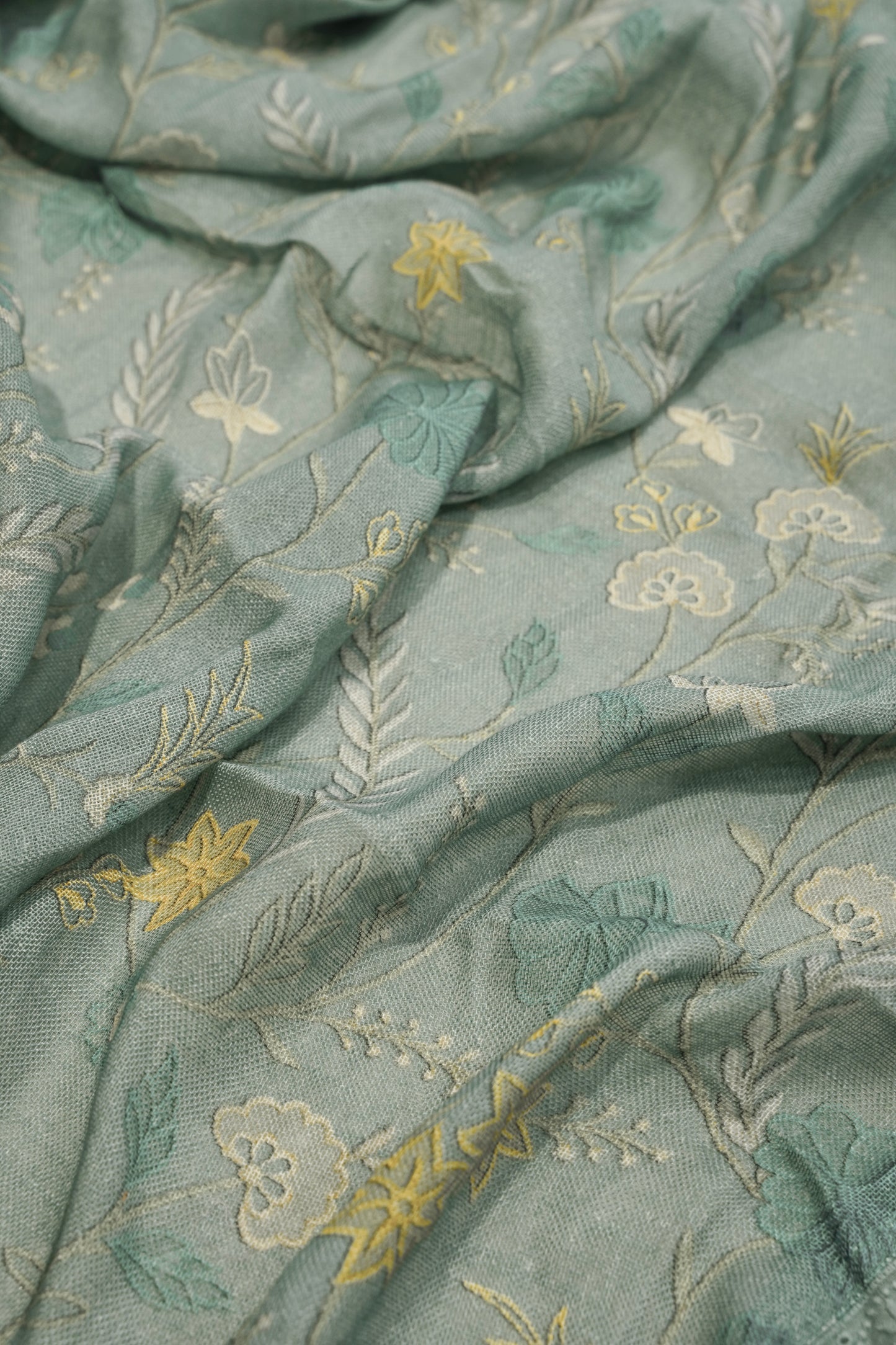 Green Linen Suit with Applique Work