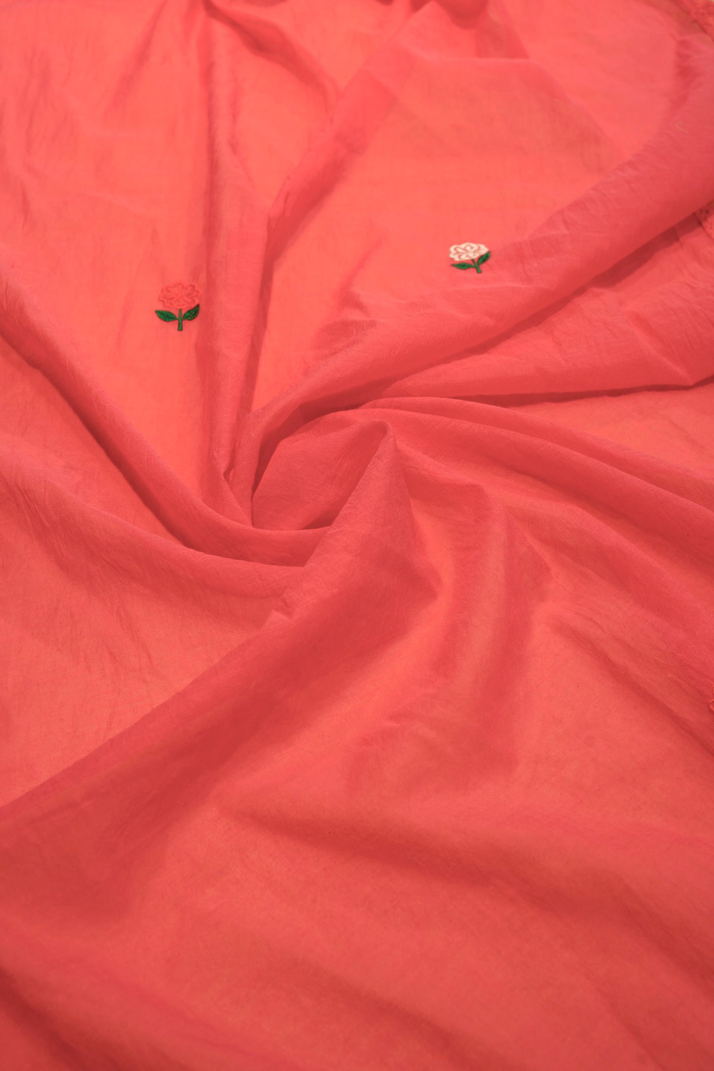 Tomato Mul Chanderi Suit with Applique Work