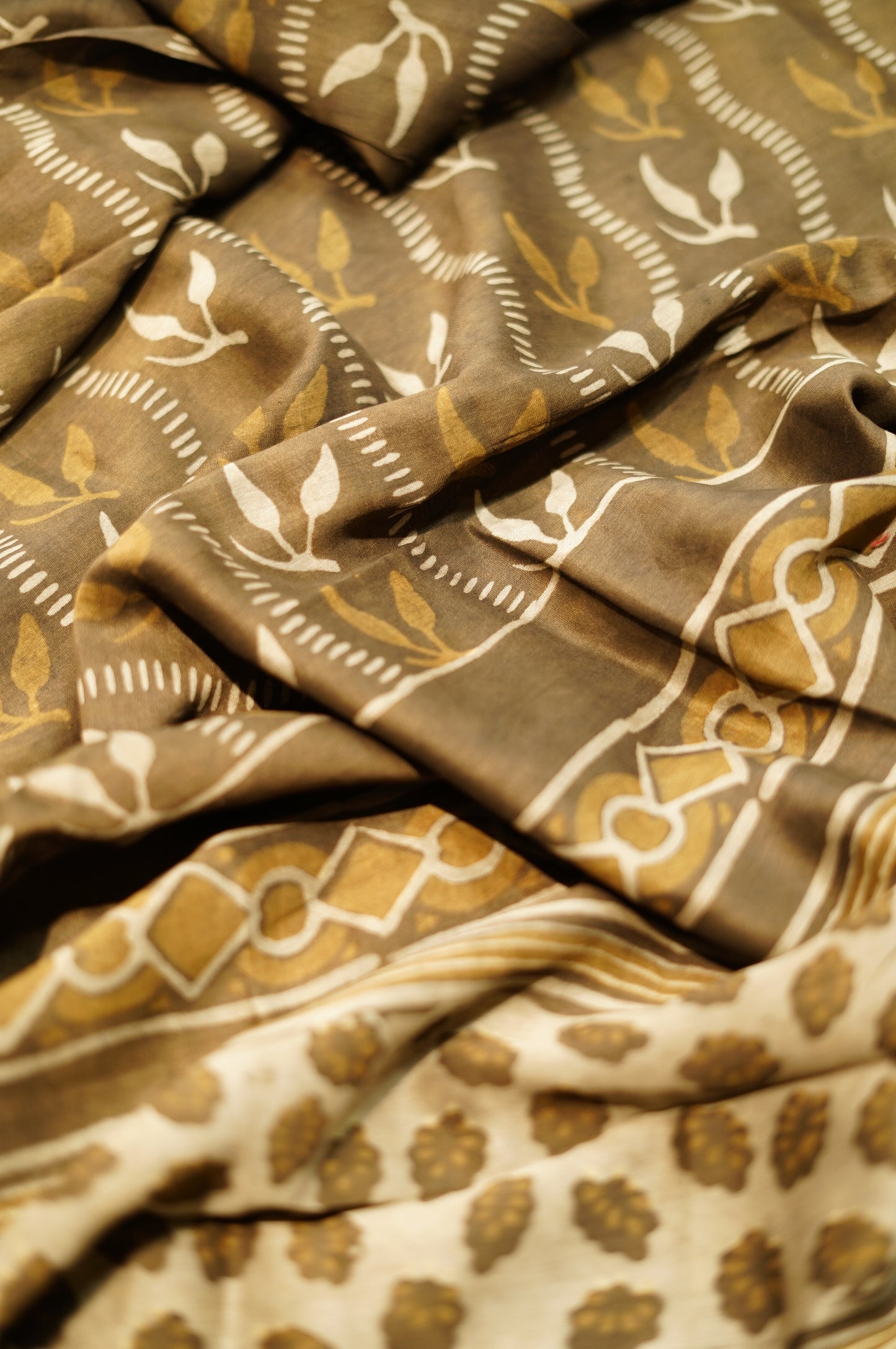 Brown Maheshwari Block Printed Suit