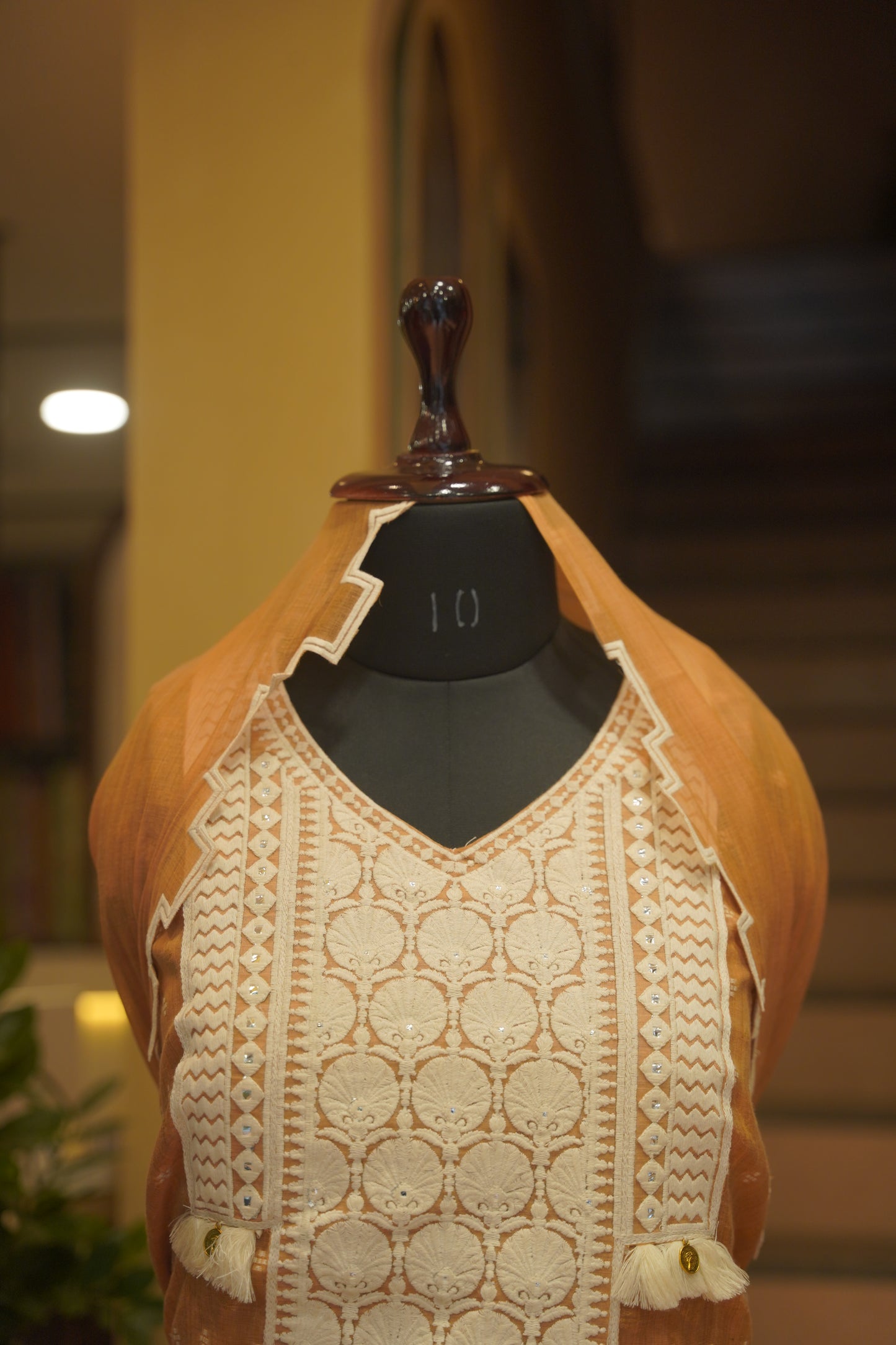Self Chanderi Suit with Neck Patch