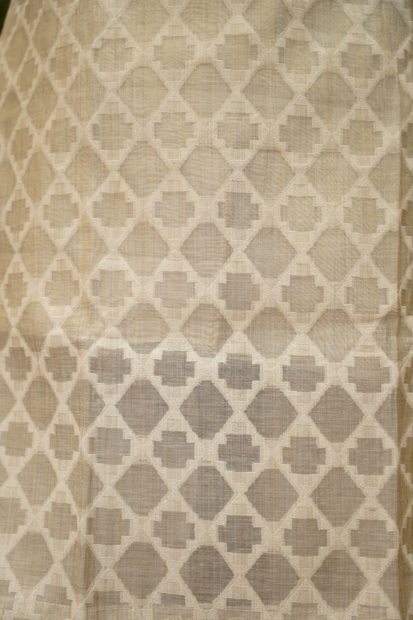 Beige Self Chanderi Suit with Neck Patch