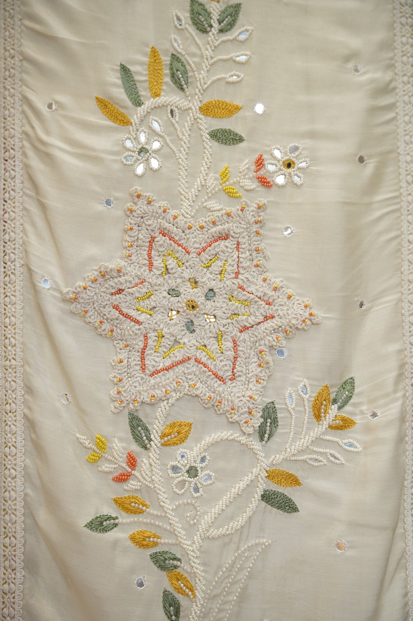 Off White Muslin Suit with Daaman Work