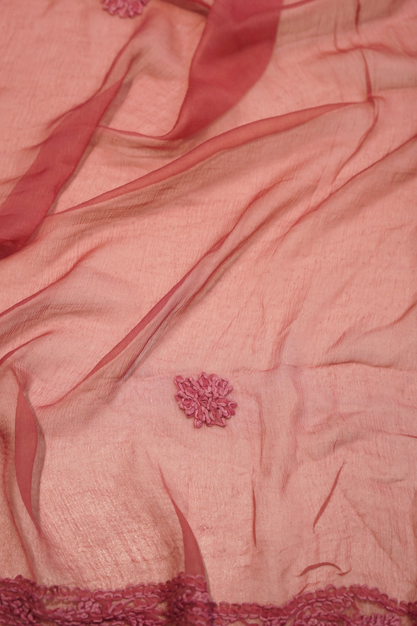 Pink Hand Katha Work Chinon Suit
