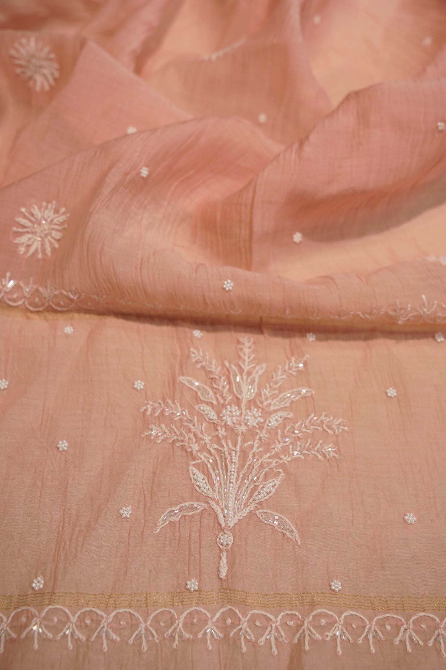 Pink Mul Chanderi Suit with Lakhnavi Handwork