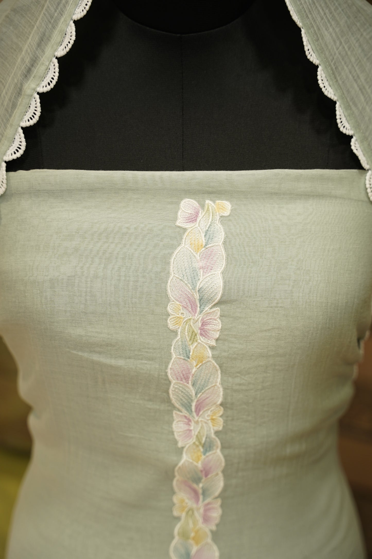 Hand Painted Applique Mul Chanderi Suit