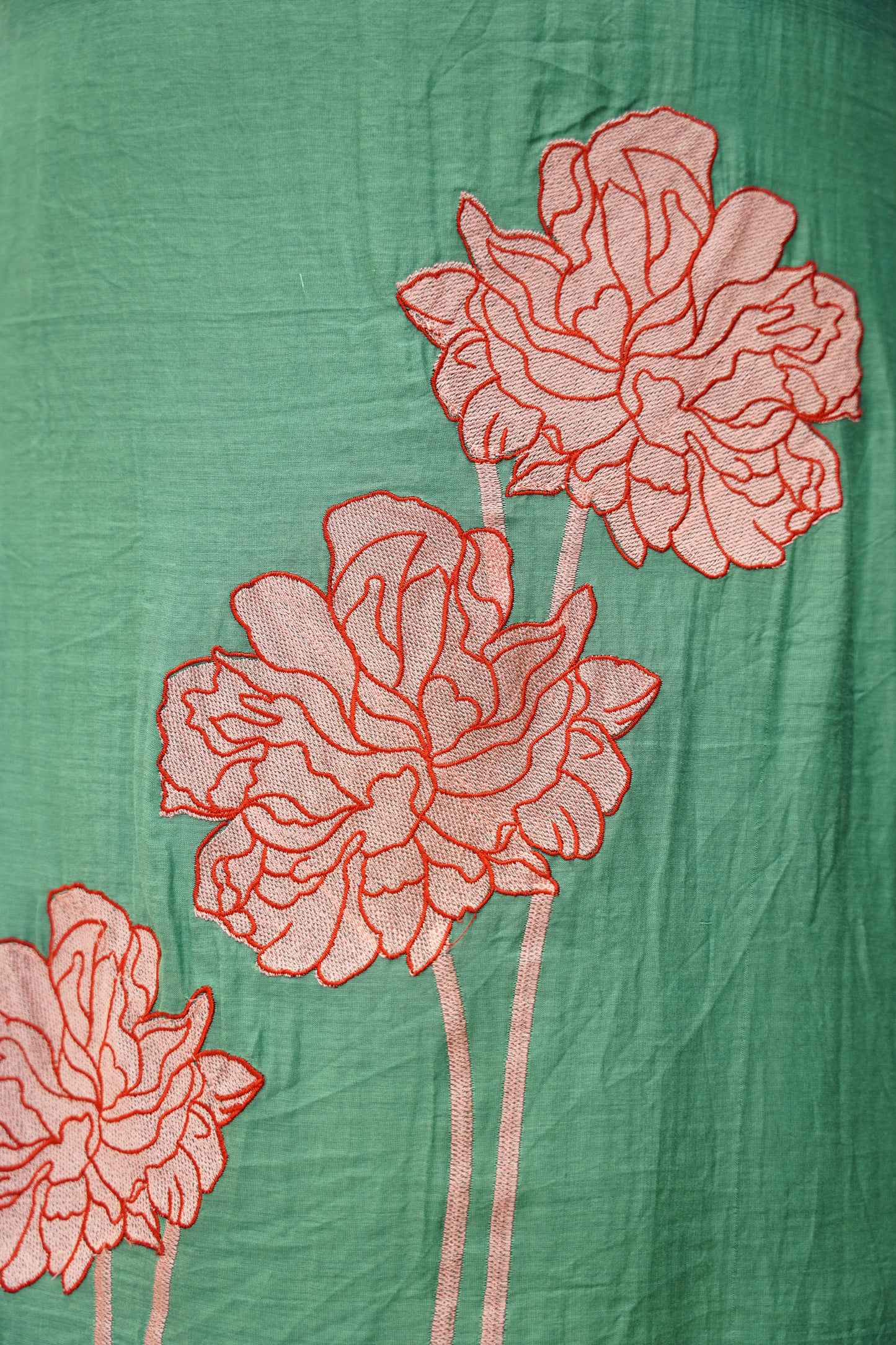 Green Mul Chanderi Suit with Embroidery
