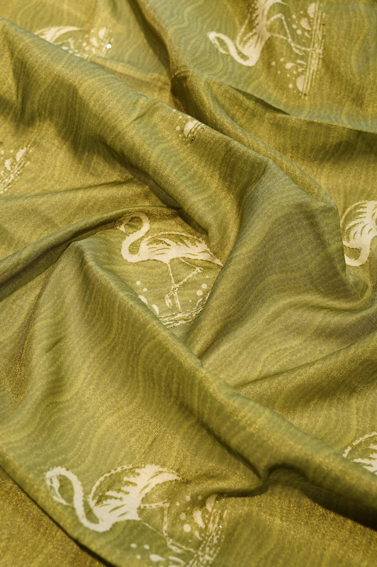 Printed Tissue Suit with Original Mirror Work