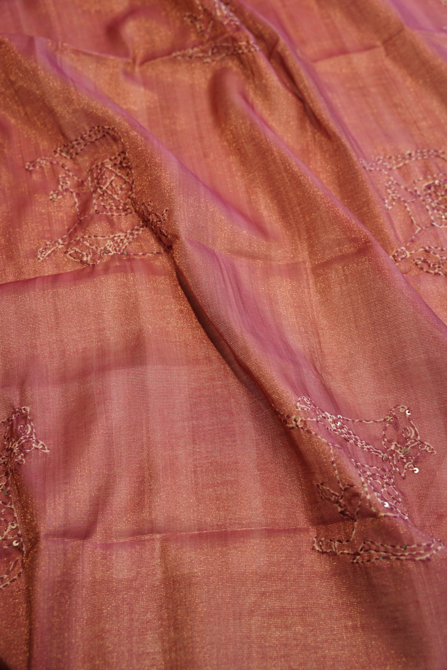 Printed Tissue Suit with Original Mirror Work