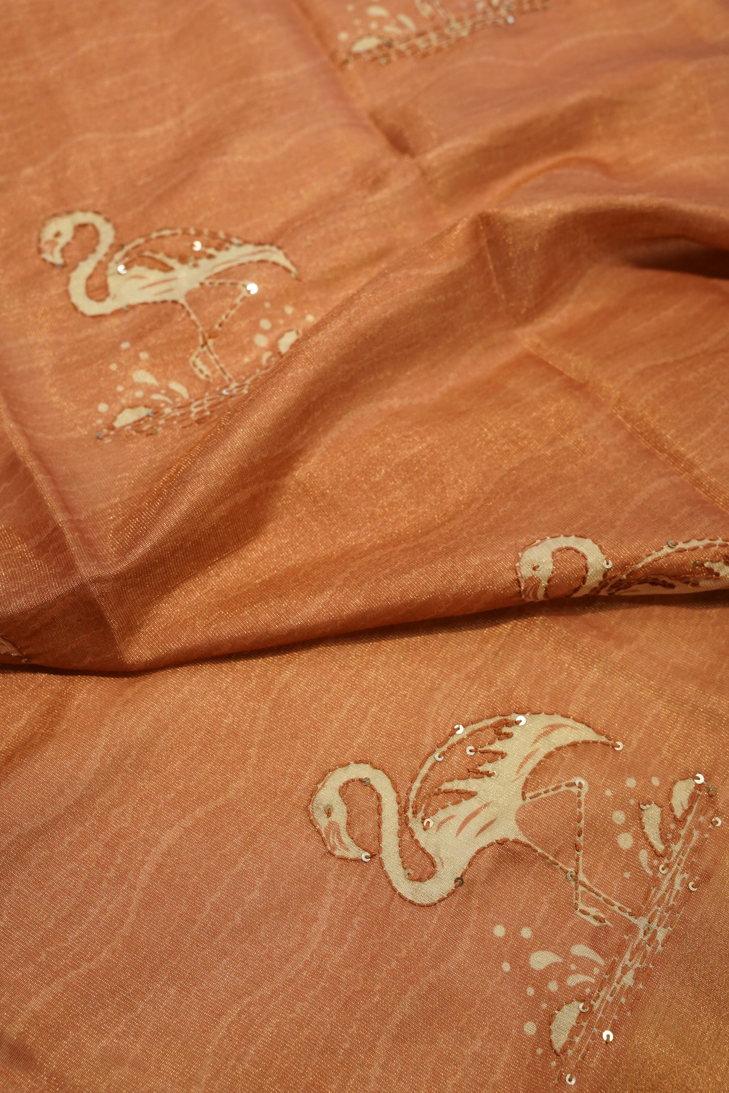 Printed Tissue Suit with Original Mirror Work