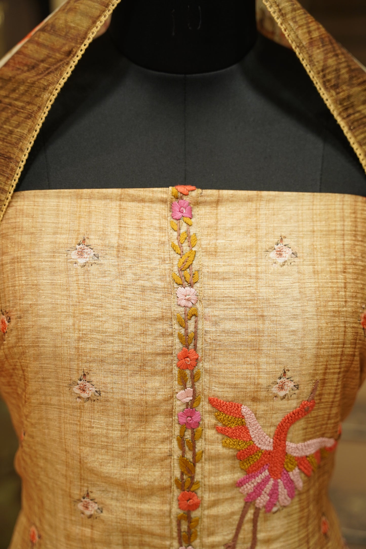 Hand Embroidered Art Tussar Suit