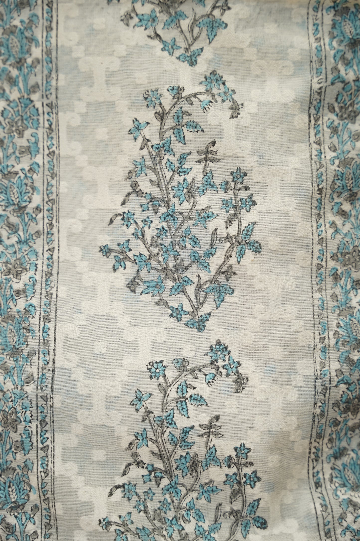Off White Block Printed Self Chanderi Suit