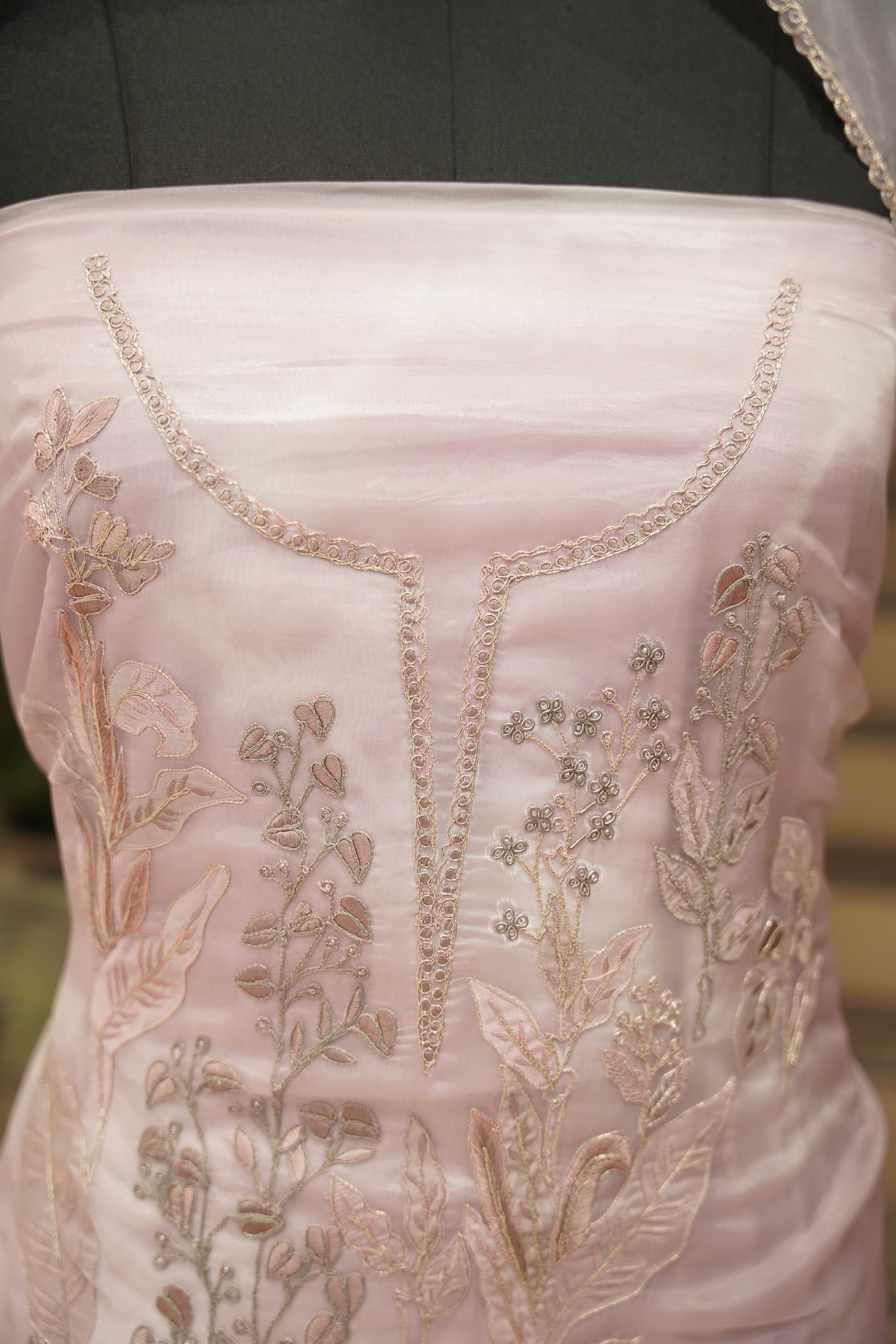 Glass Tissue Suit with Neck Work