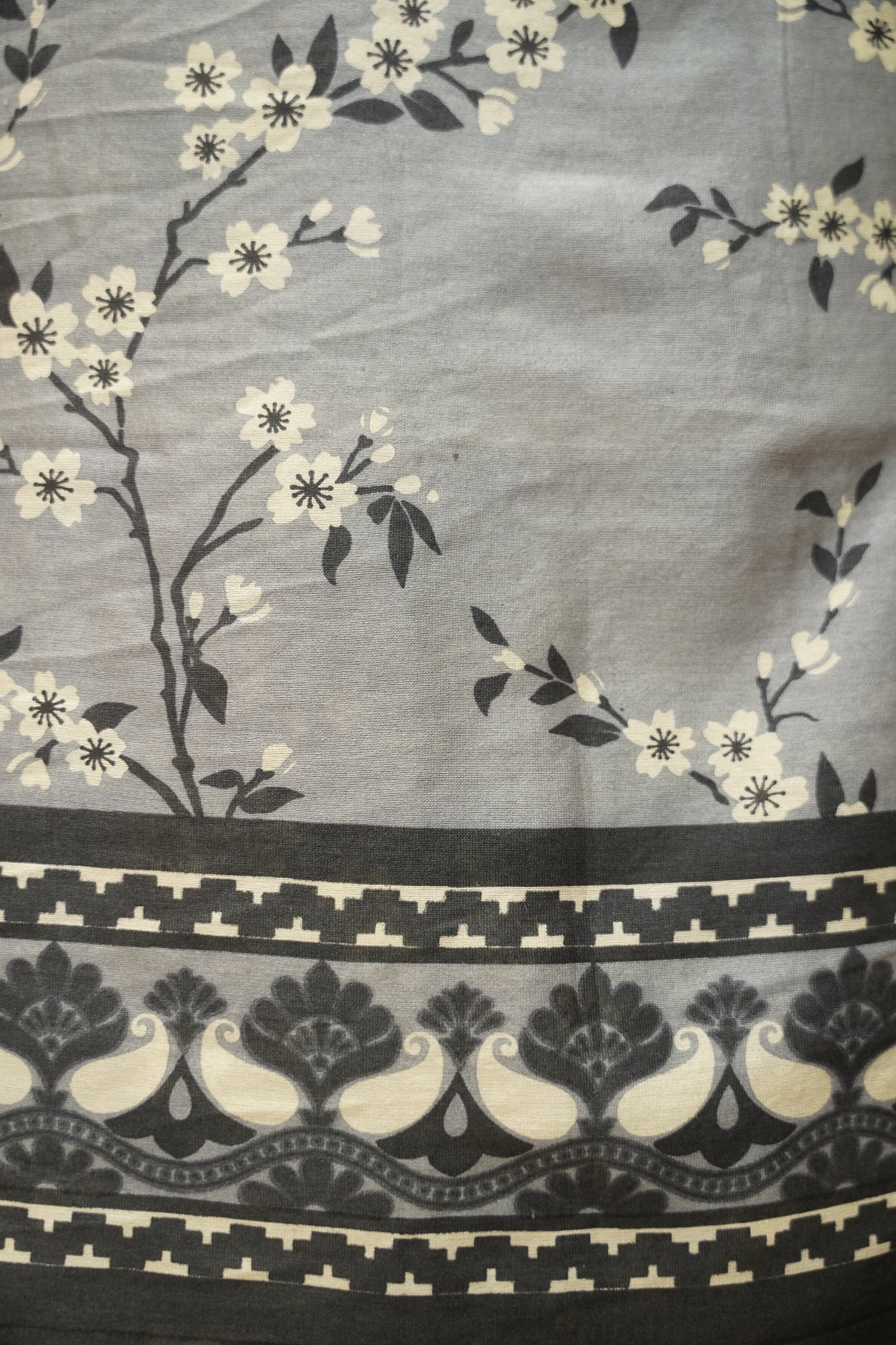 Grey Printed Pure Maheshwari Suit