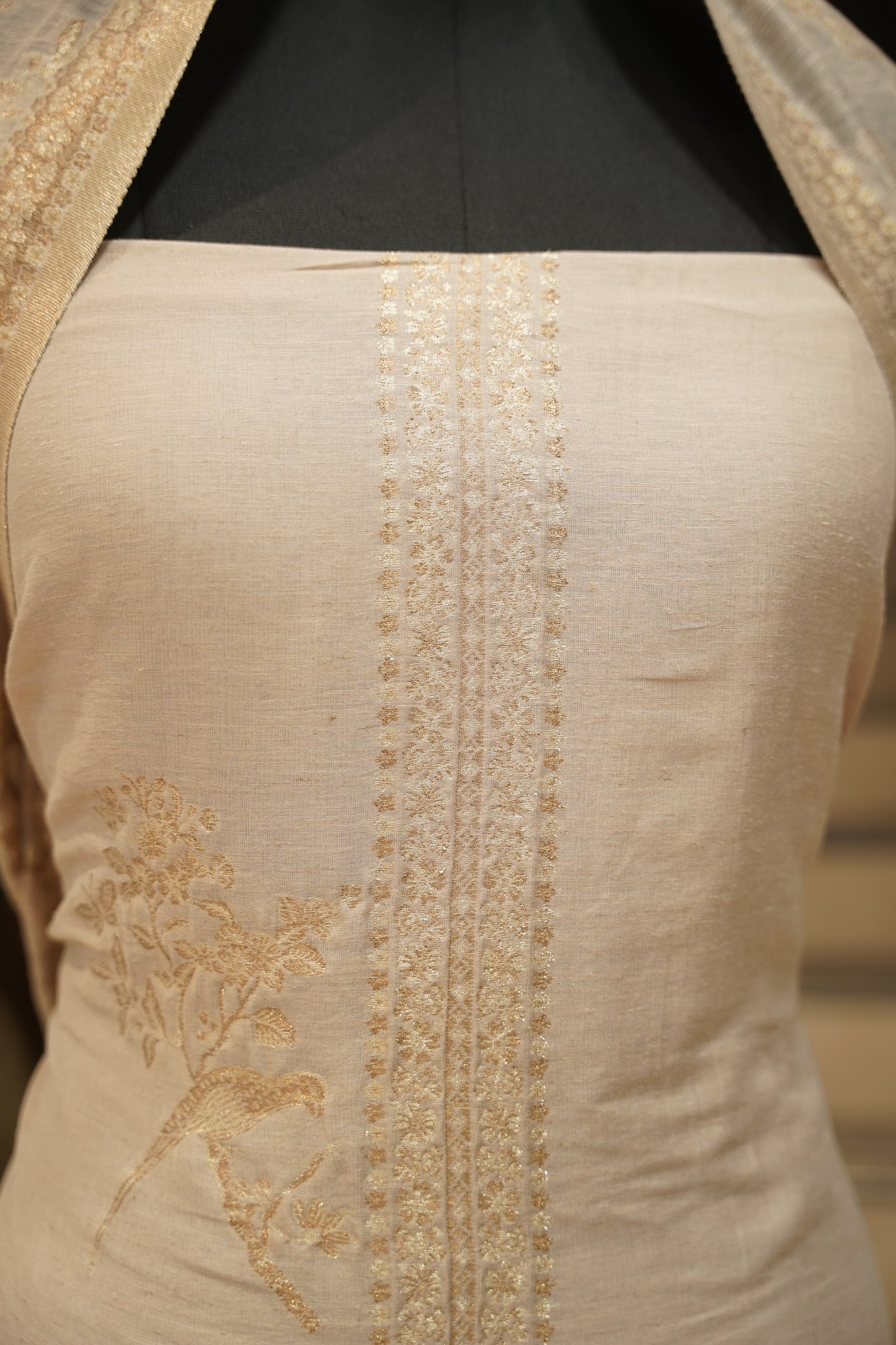 Ivory Handloom Suit with Zari Weaving