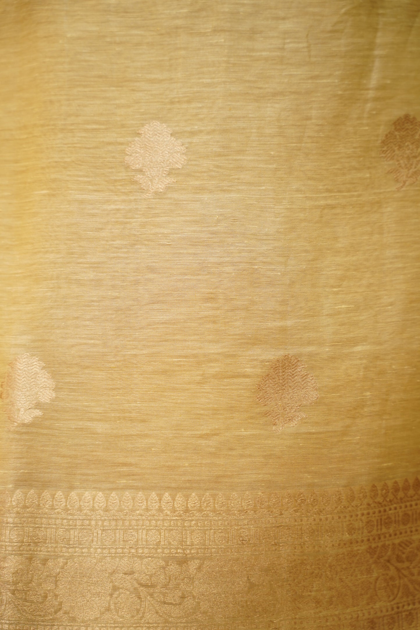 Yellow Pure Linen Silk Banarasi Suit