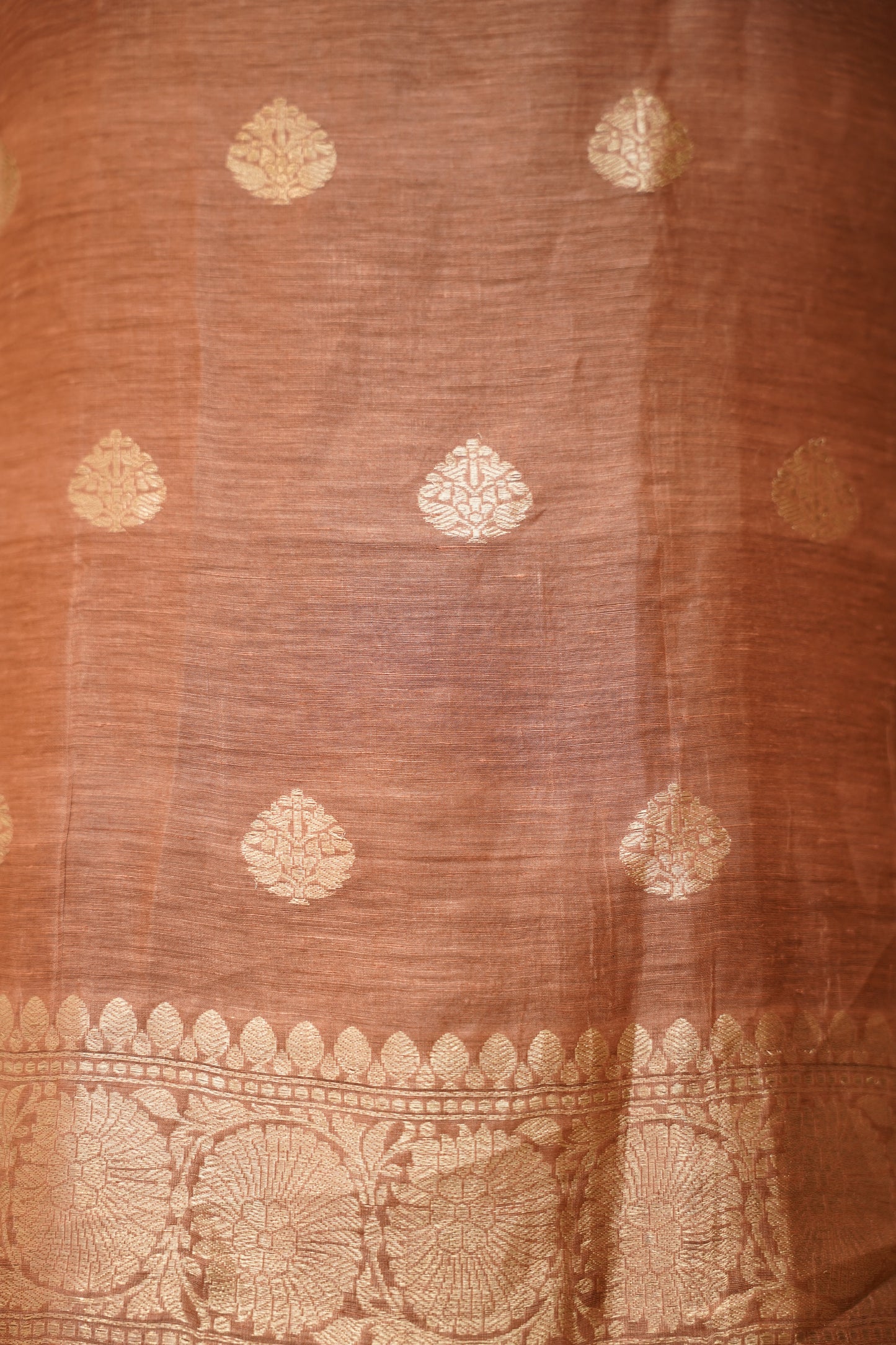 Rust Pure Linen Silk Banarasi Suit