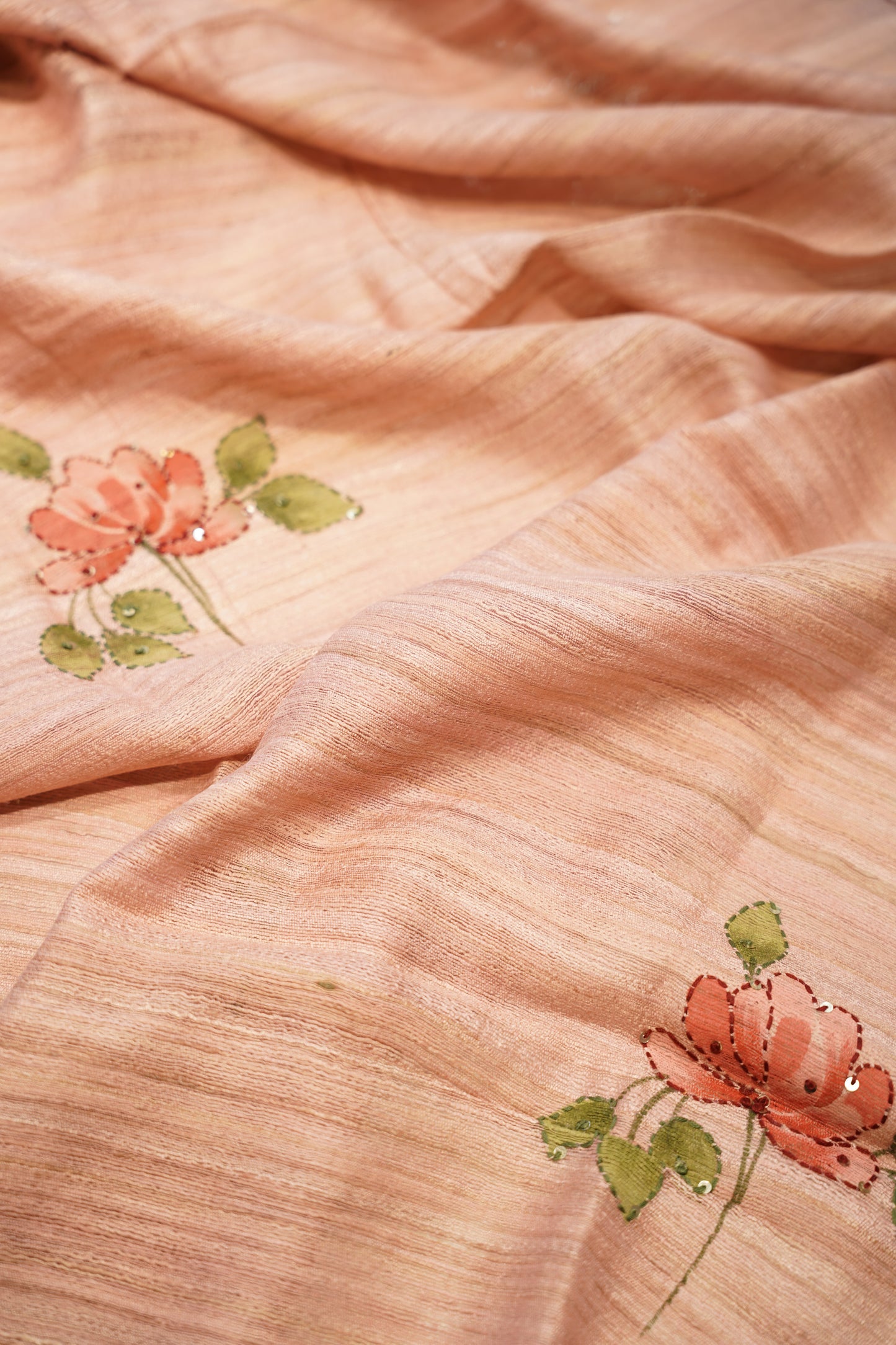 Pink Kosa Silk Hand Painted Suit