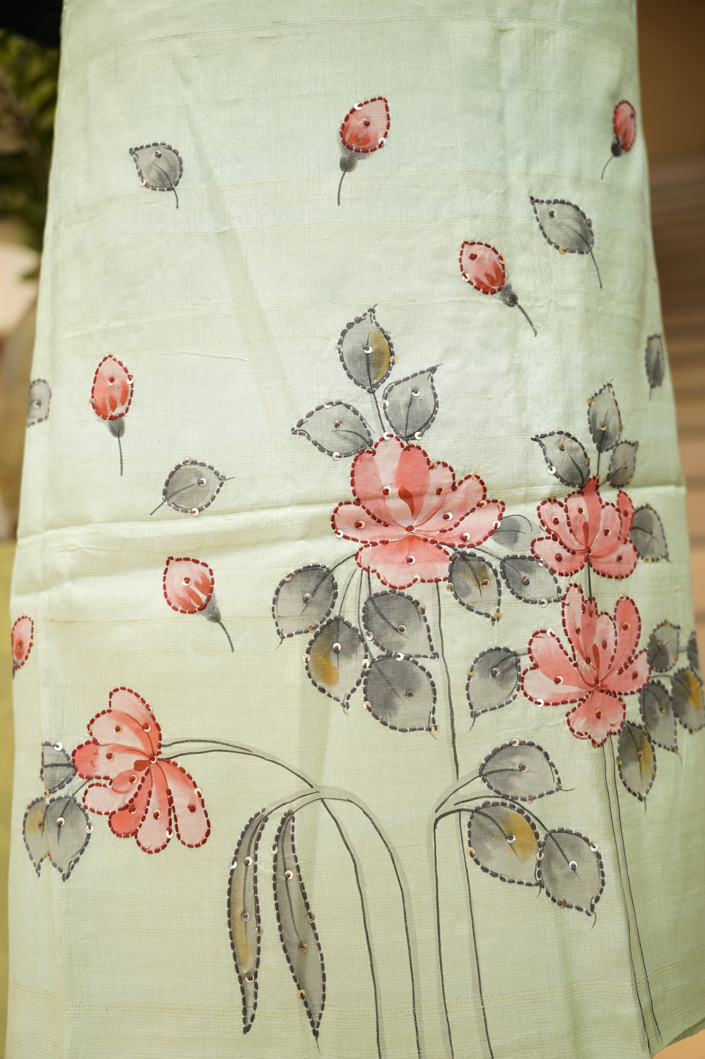 Green Kosa Silk Hand Painted Suit