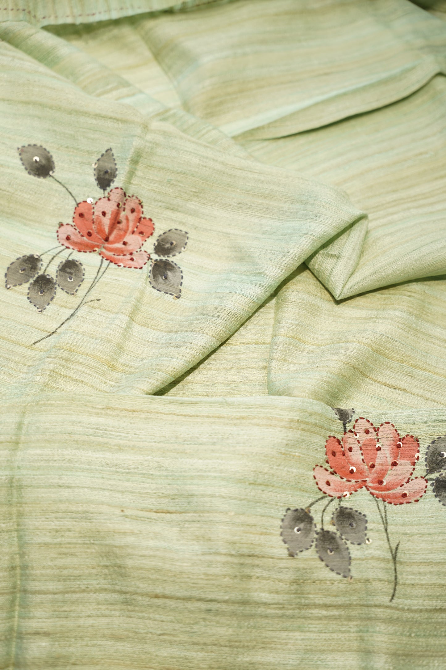 Green Kosa Silk Hand Painted Suit