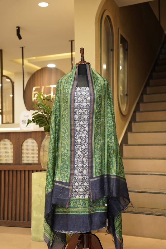 Blue Pure Maheshwari Printed Suit