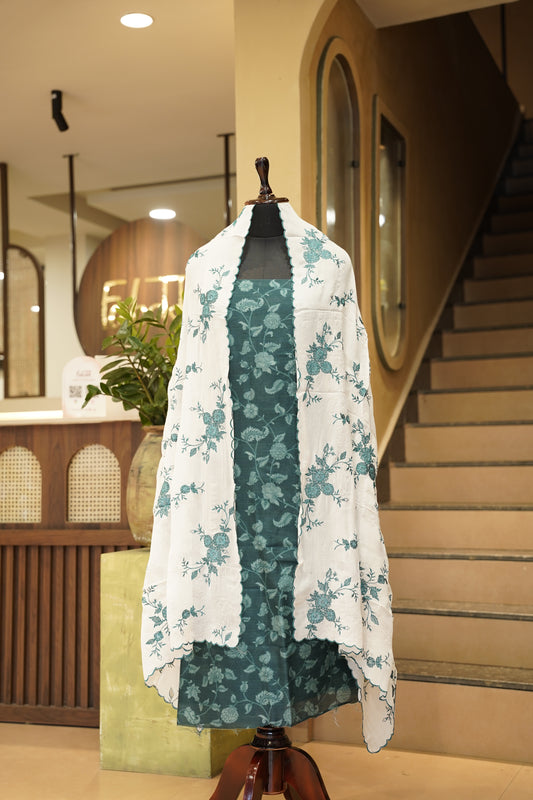 Green Printed Maheshwari Suit