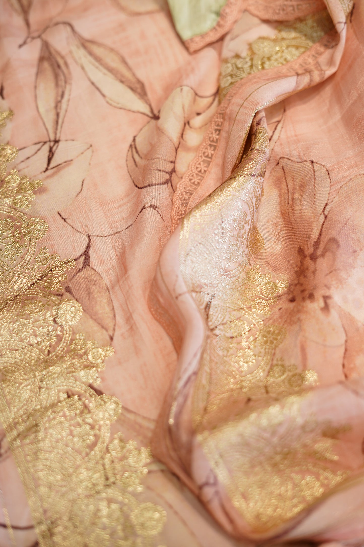 Pink Organza Printed Suit