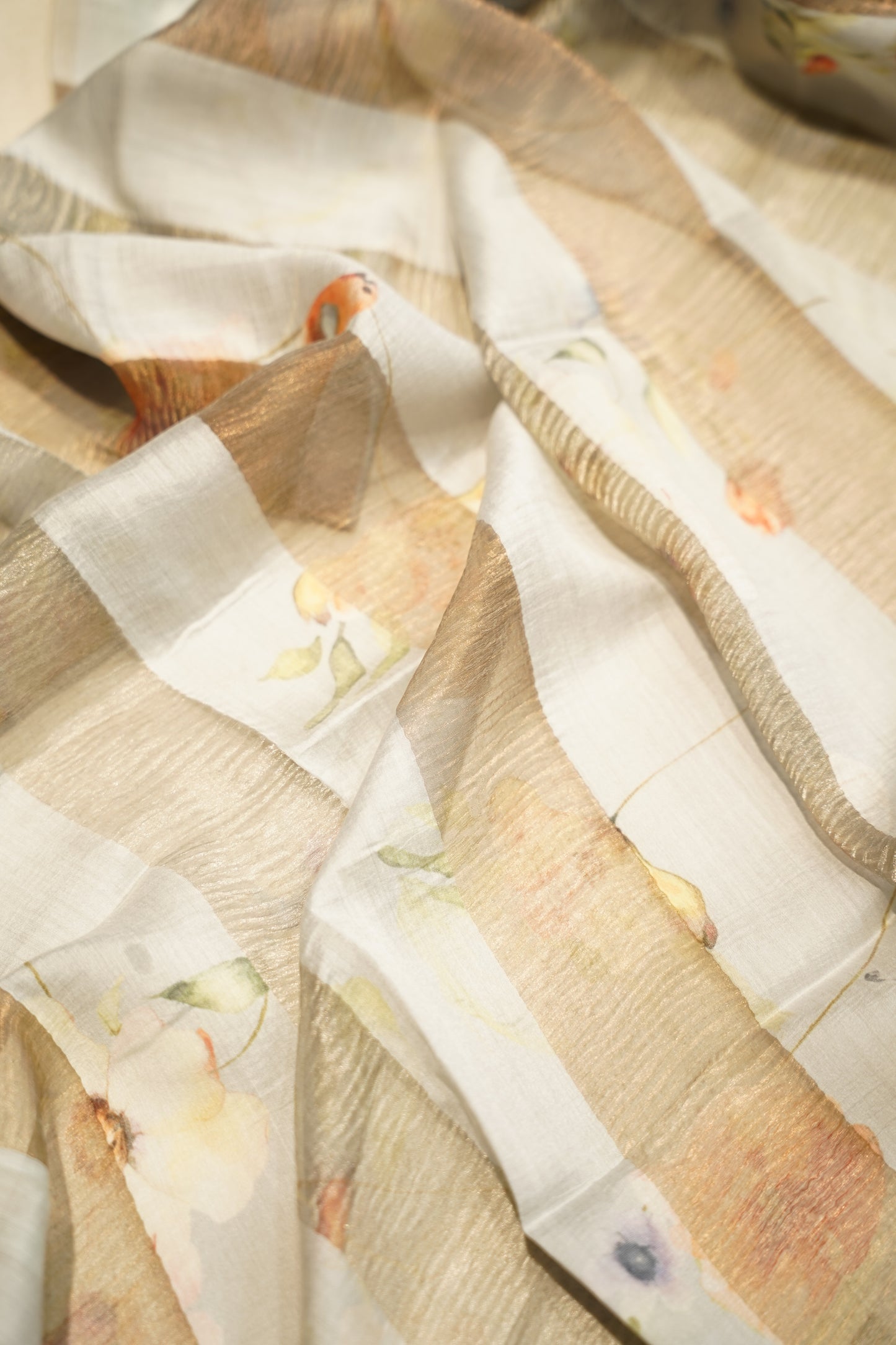 Blue Pure Mul Chanderi Printed Suit