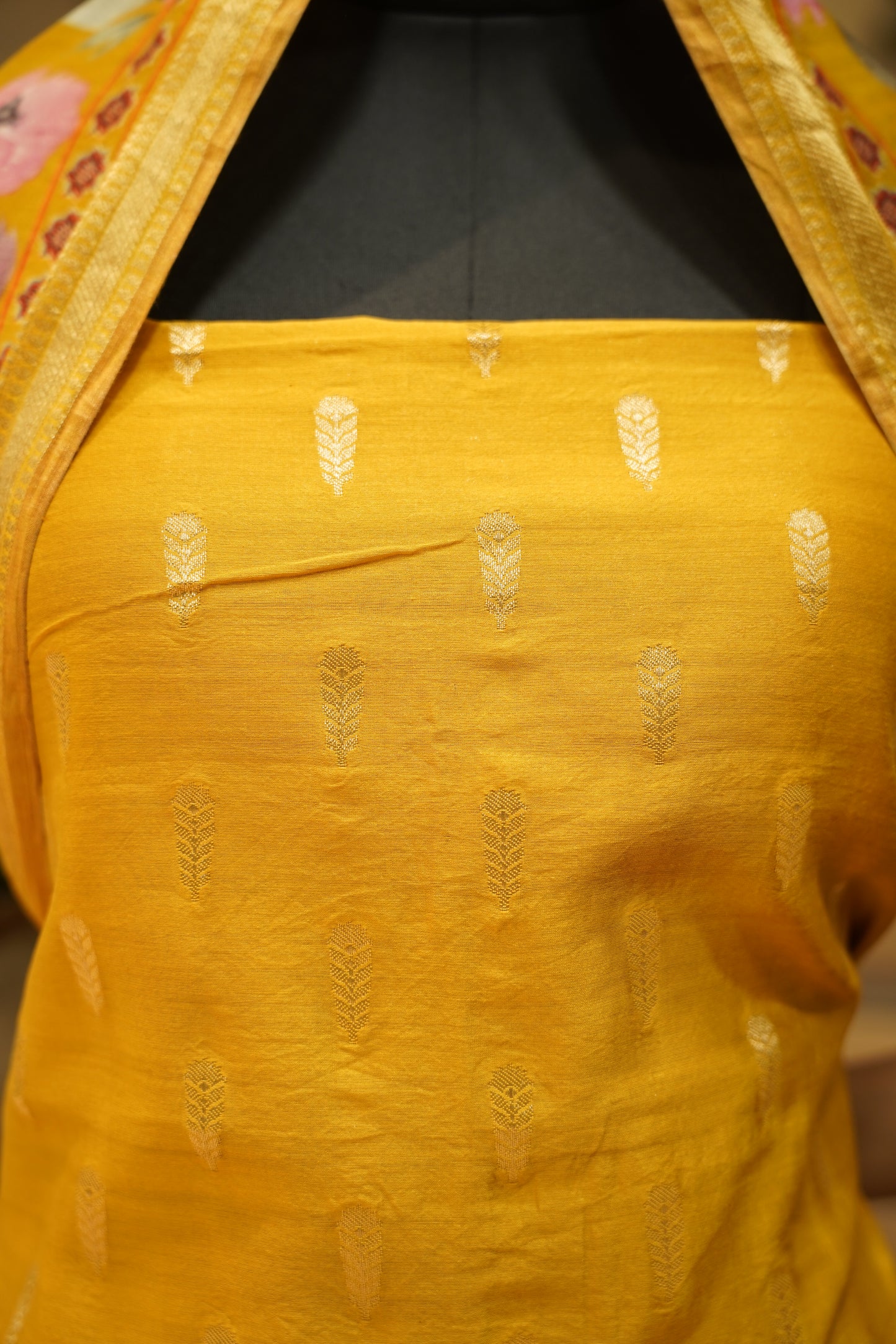 Yellow Banarasi Maheshwari Suit