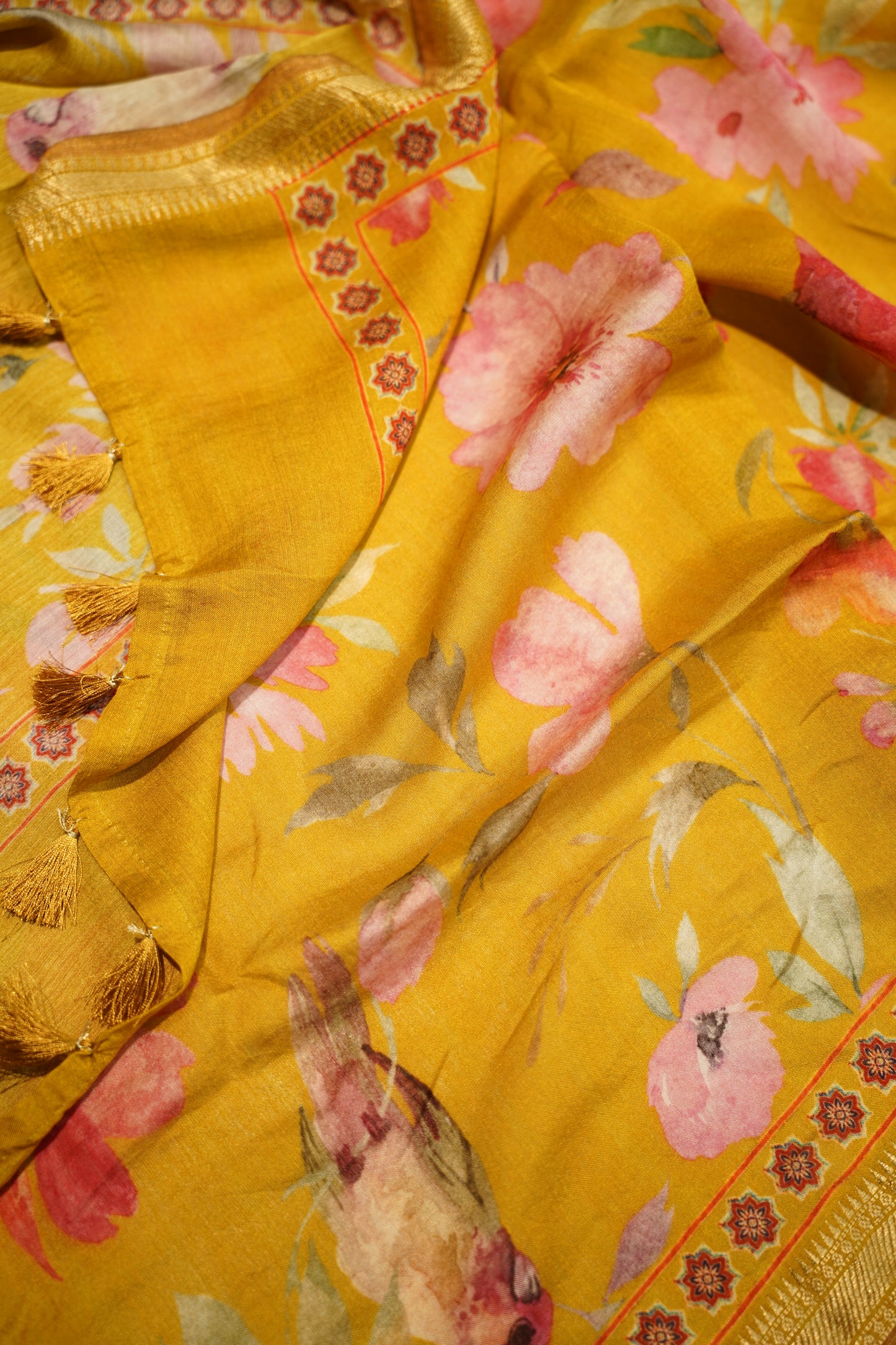 Yellow Banarasi Maheshwari Suit