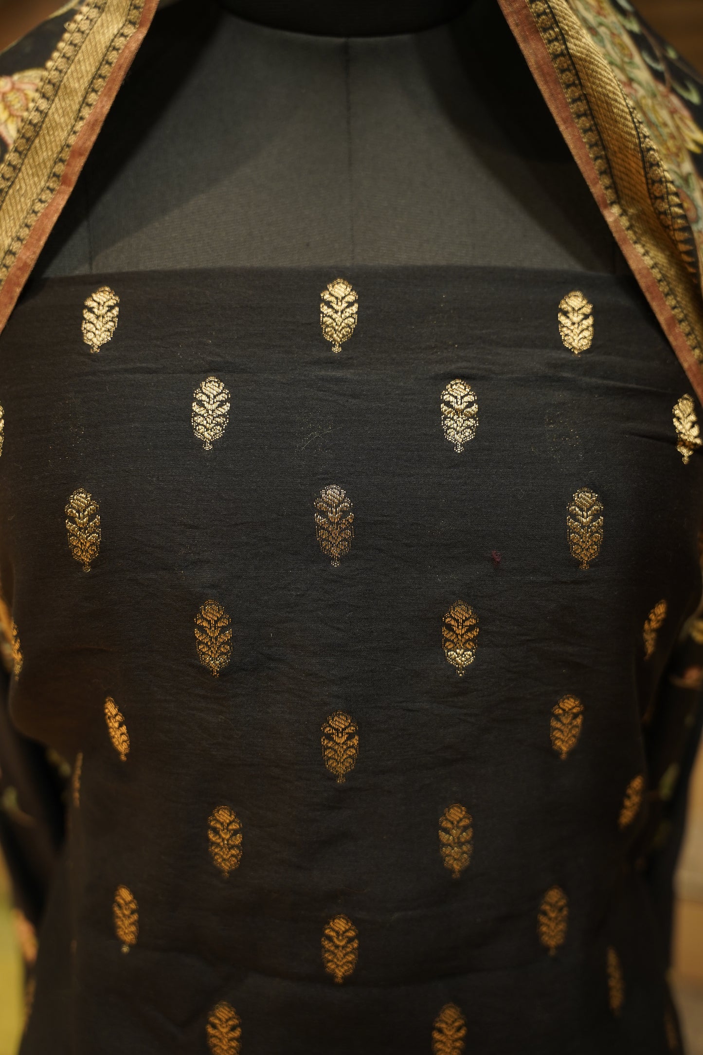 Black Pure Banarasi Maheshwari Suit