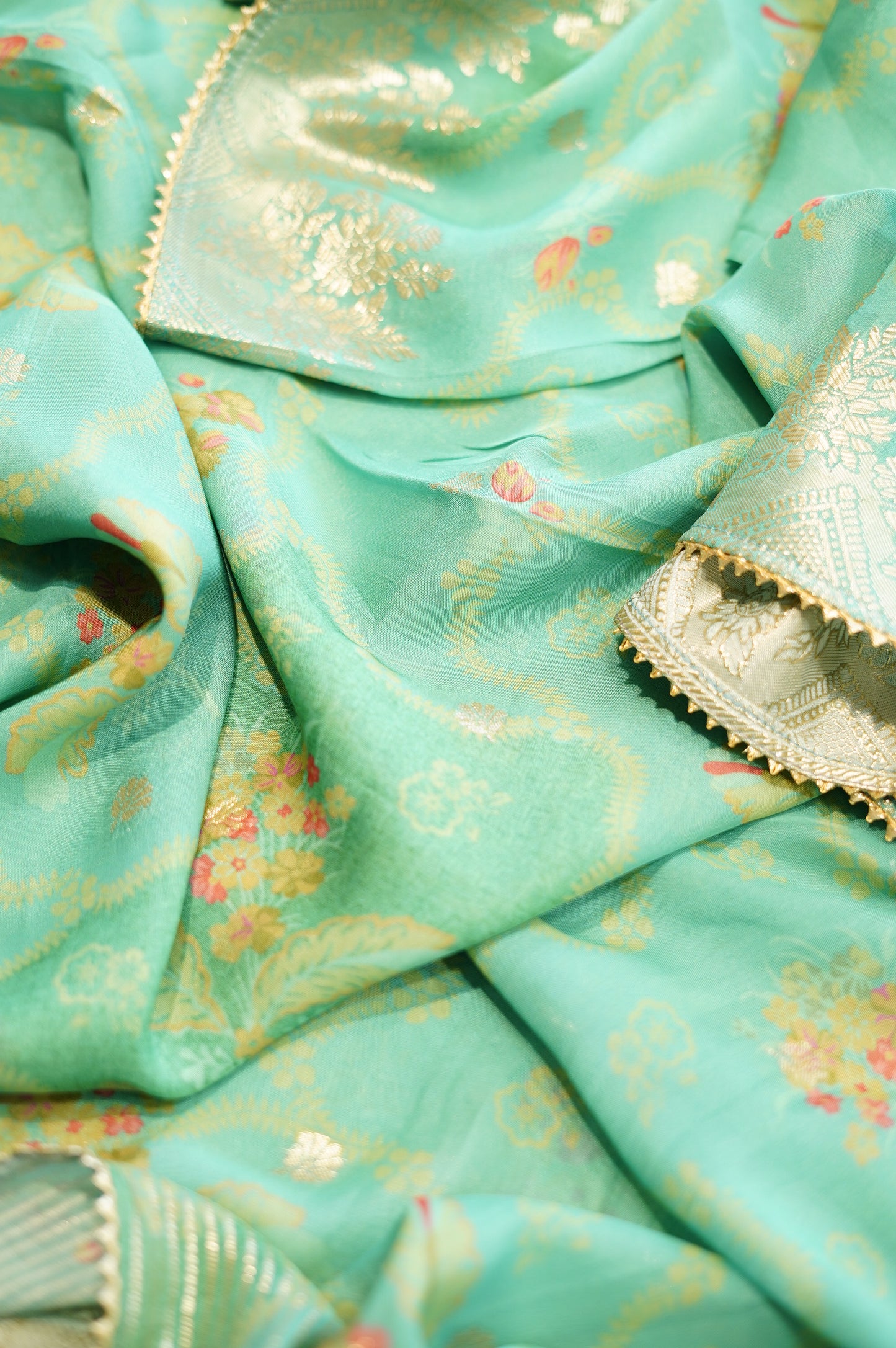 Green Crepe Silk Suit with Handwork