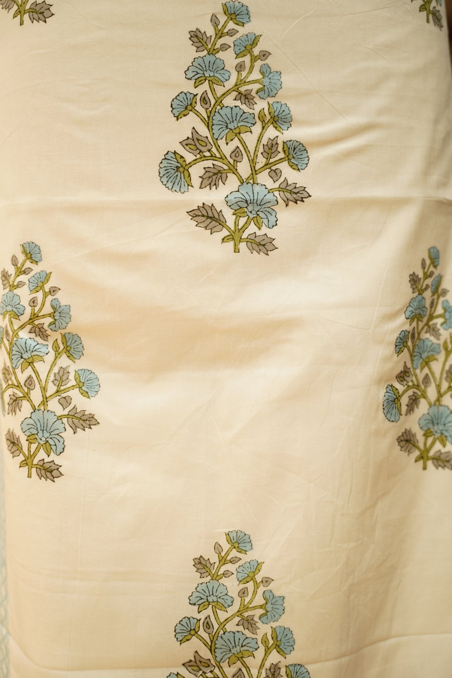White Pure Cotton Block Printed Suit