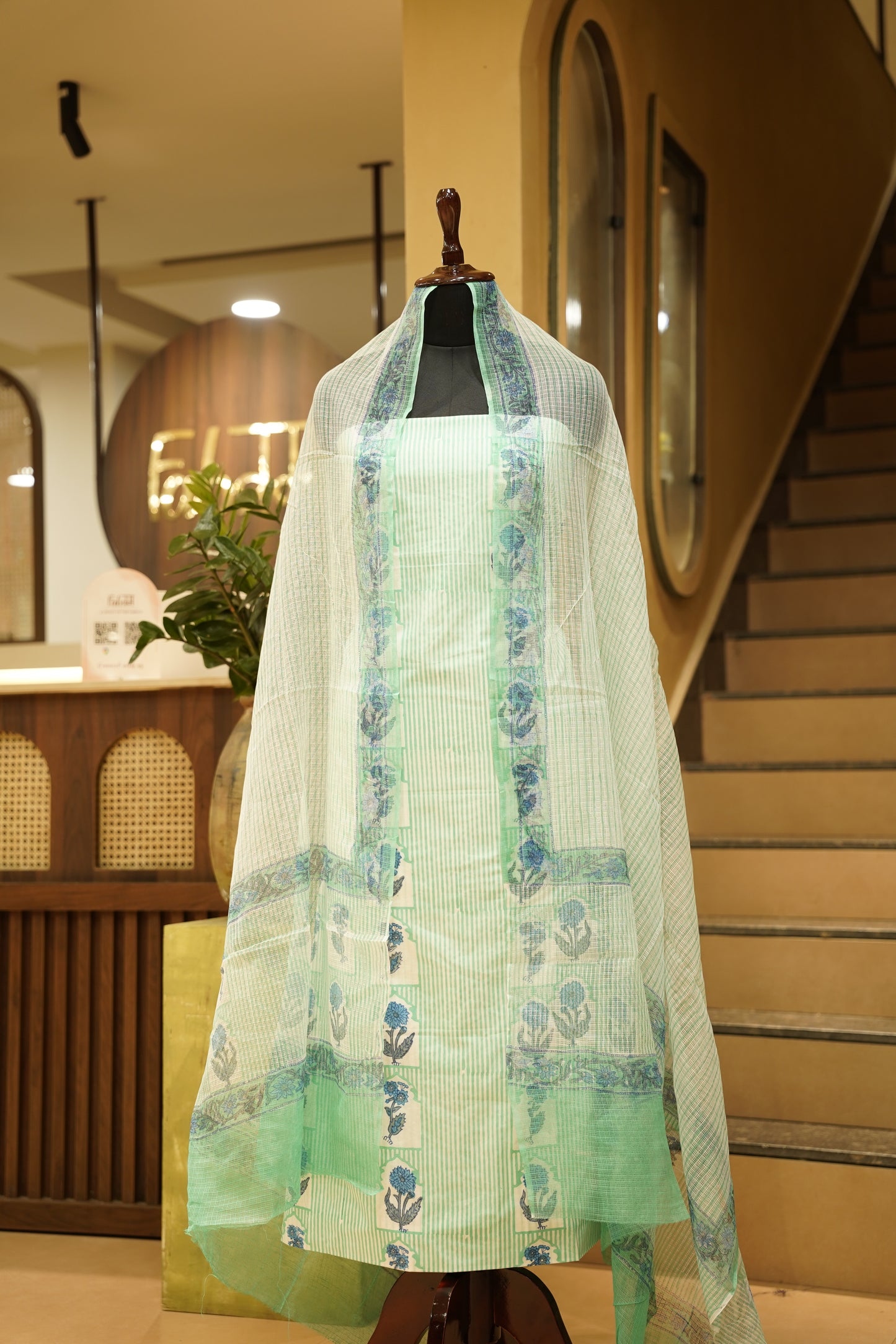 White Pure Cotton Block Printed Suit