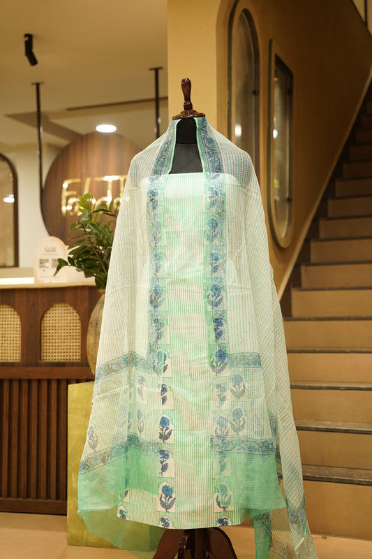 White Pure Cotton Block Printed Suit