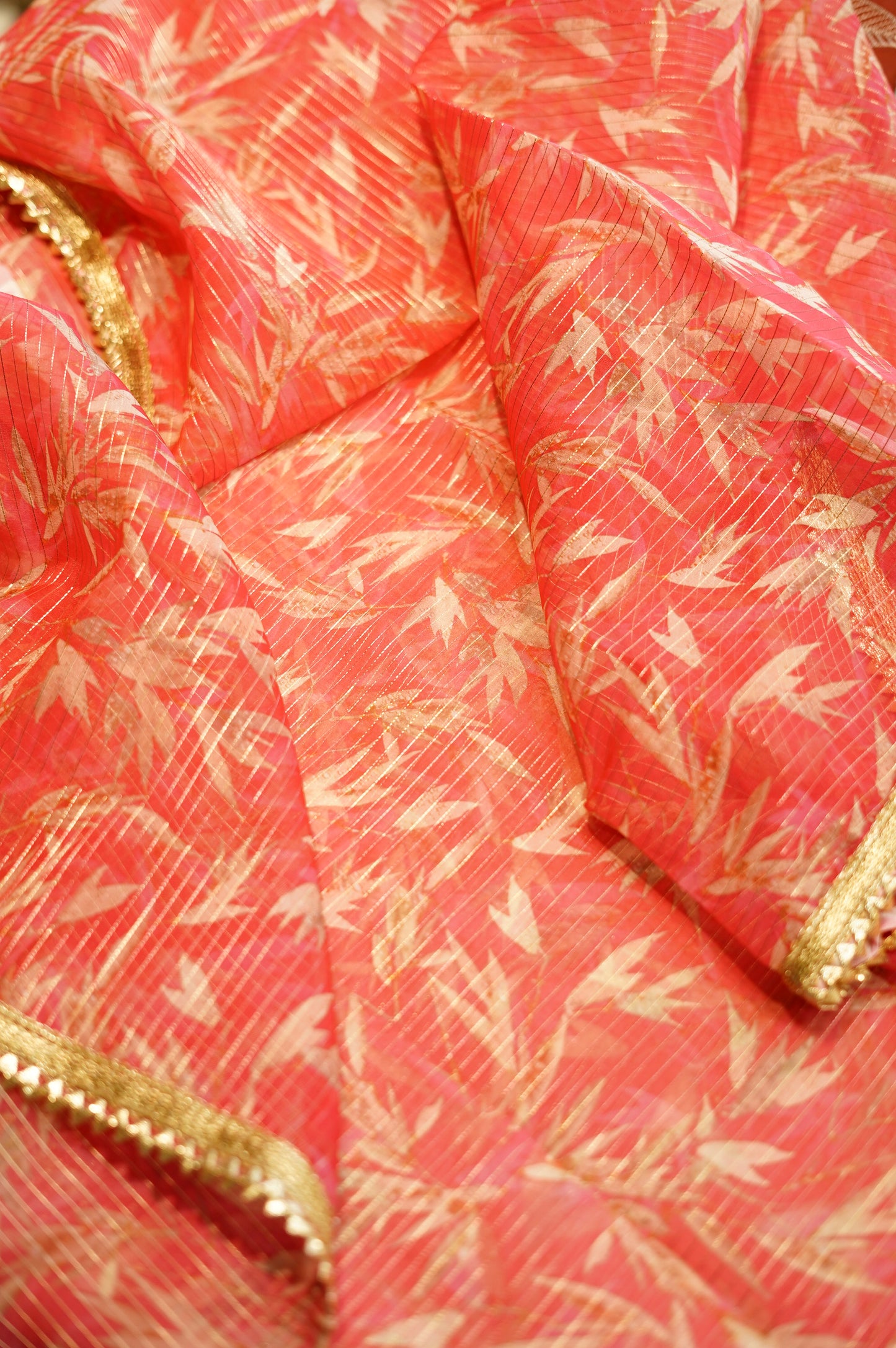 Off White Banarasi Chanderi Suit with Gota Work